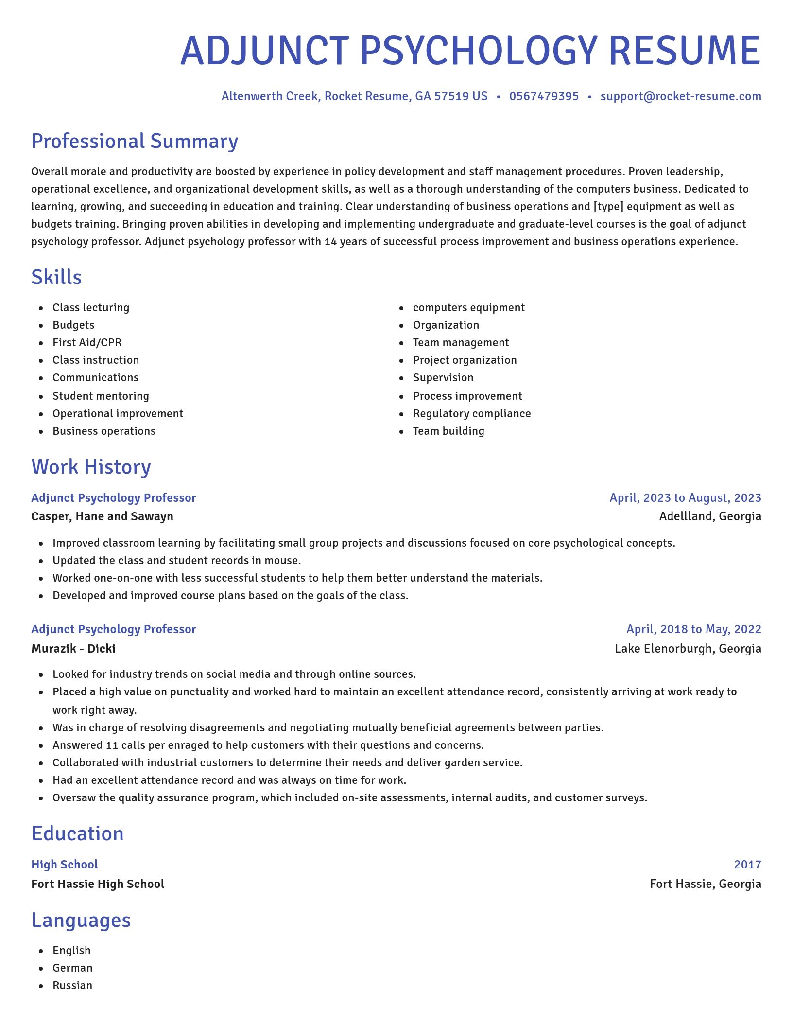 Novel resume template