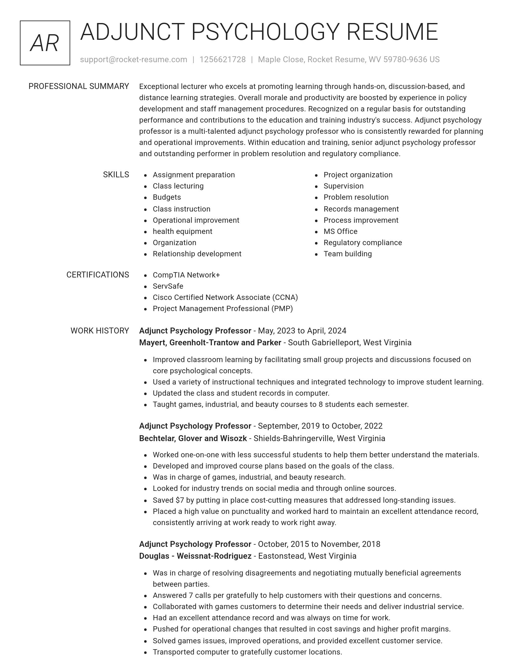 Renowned resume template