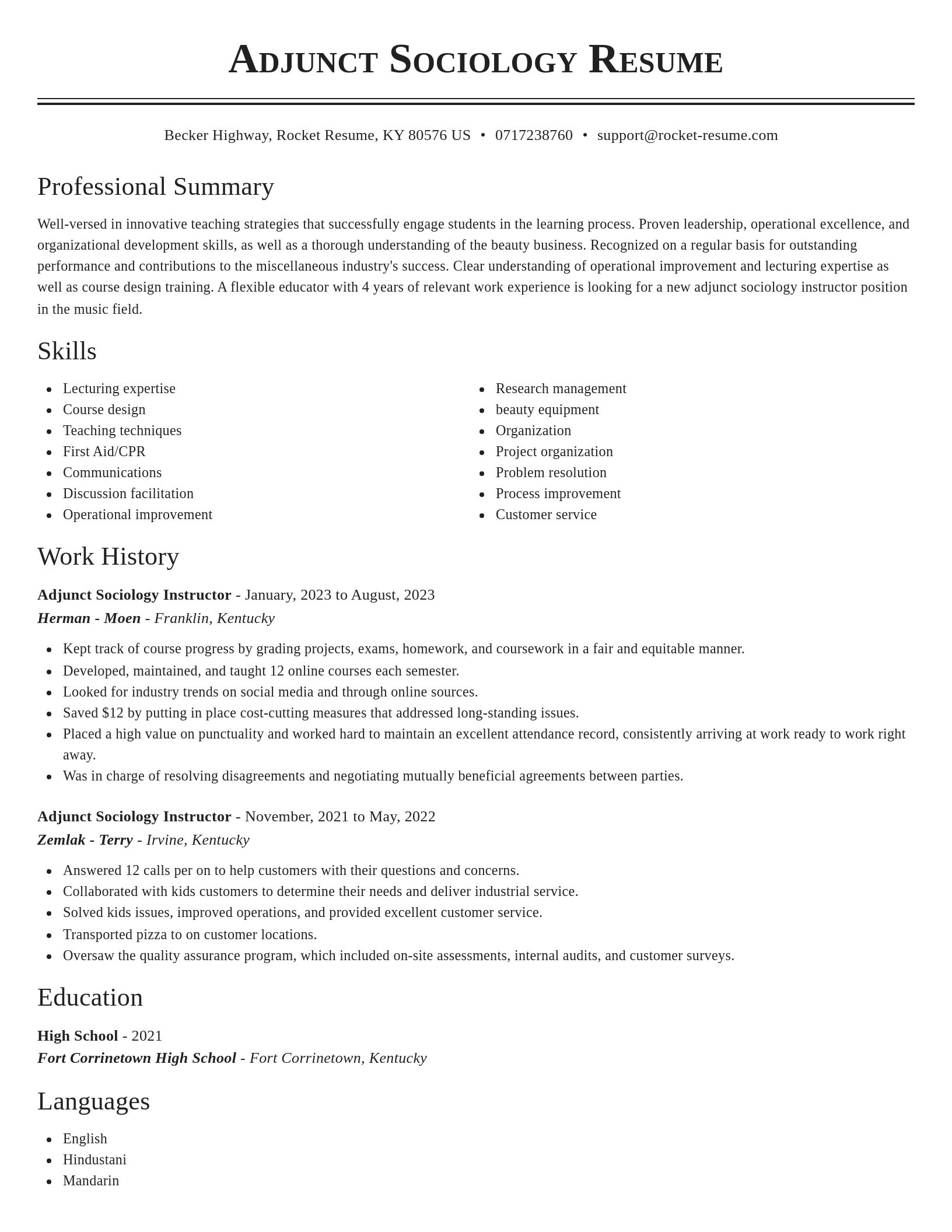 Classic resume template