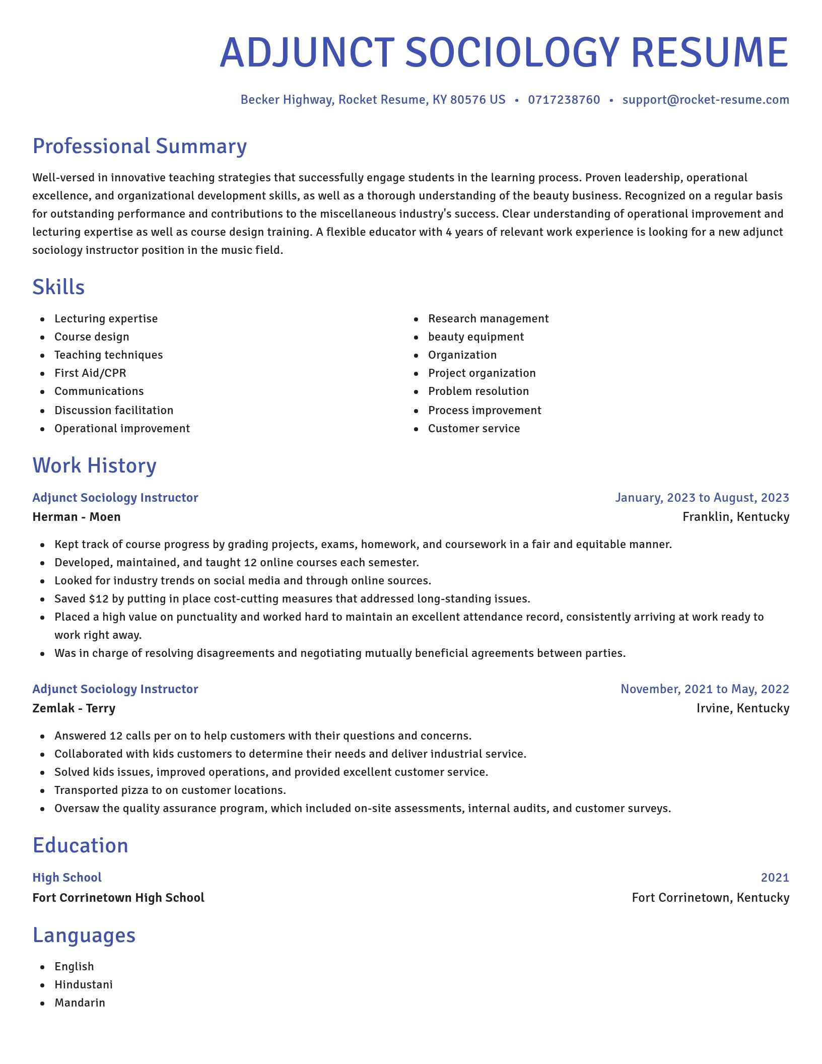 Novel resume template