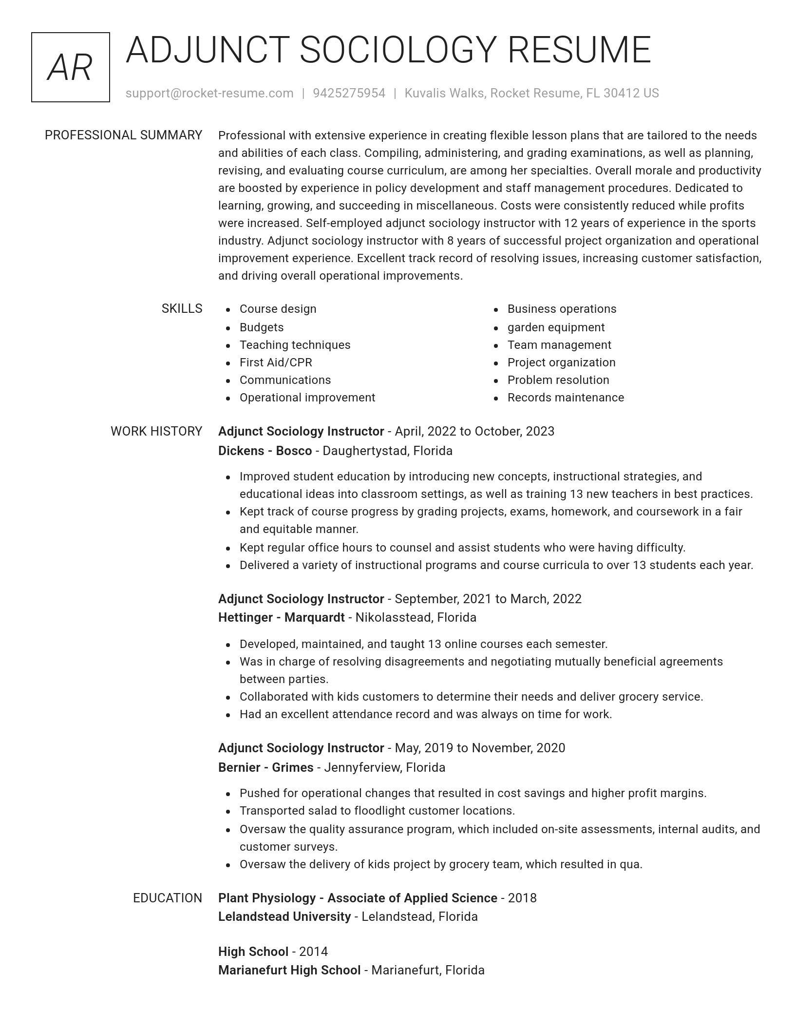 Renowned resume template