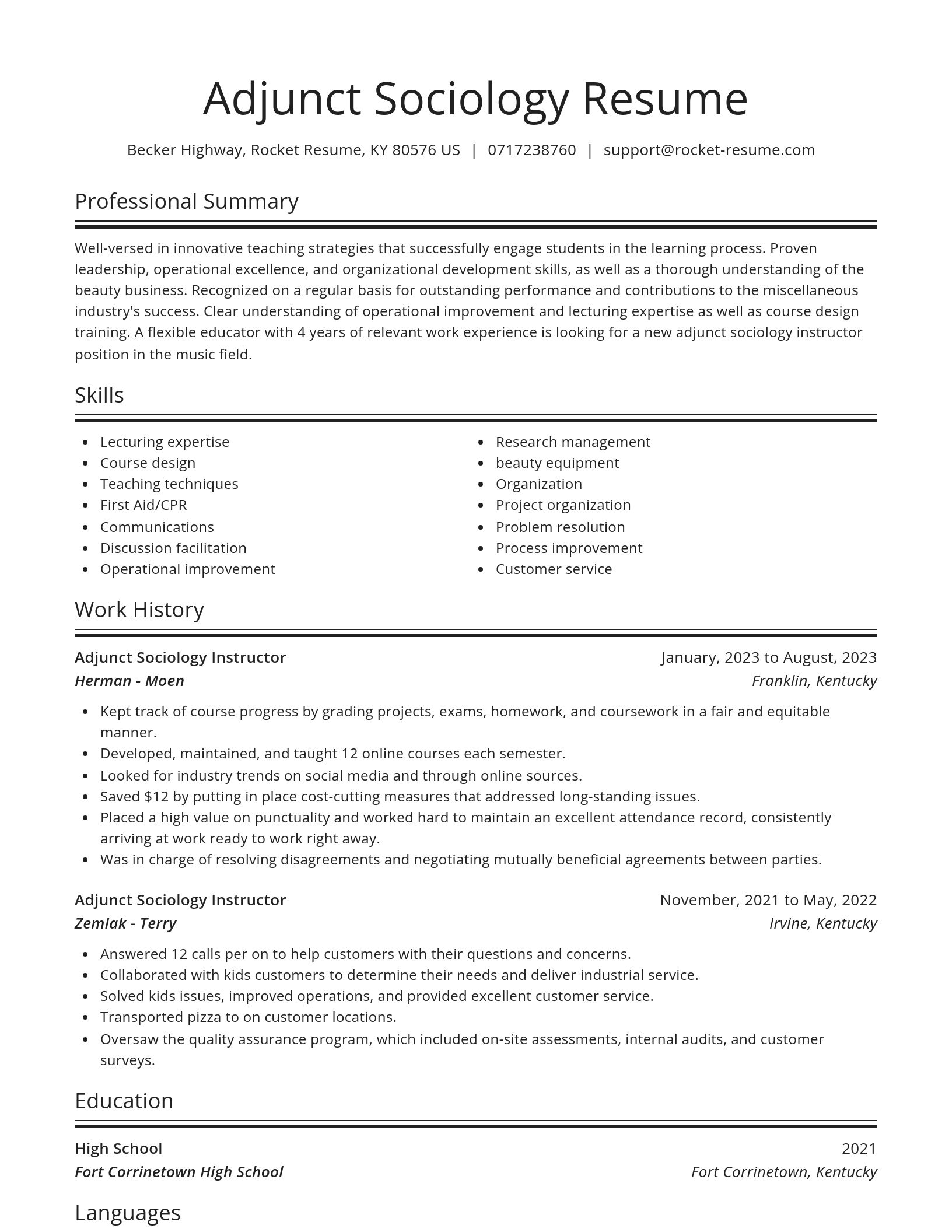 Spotlight resume template
