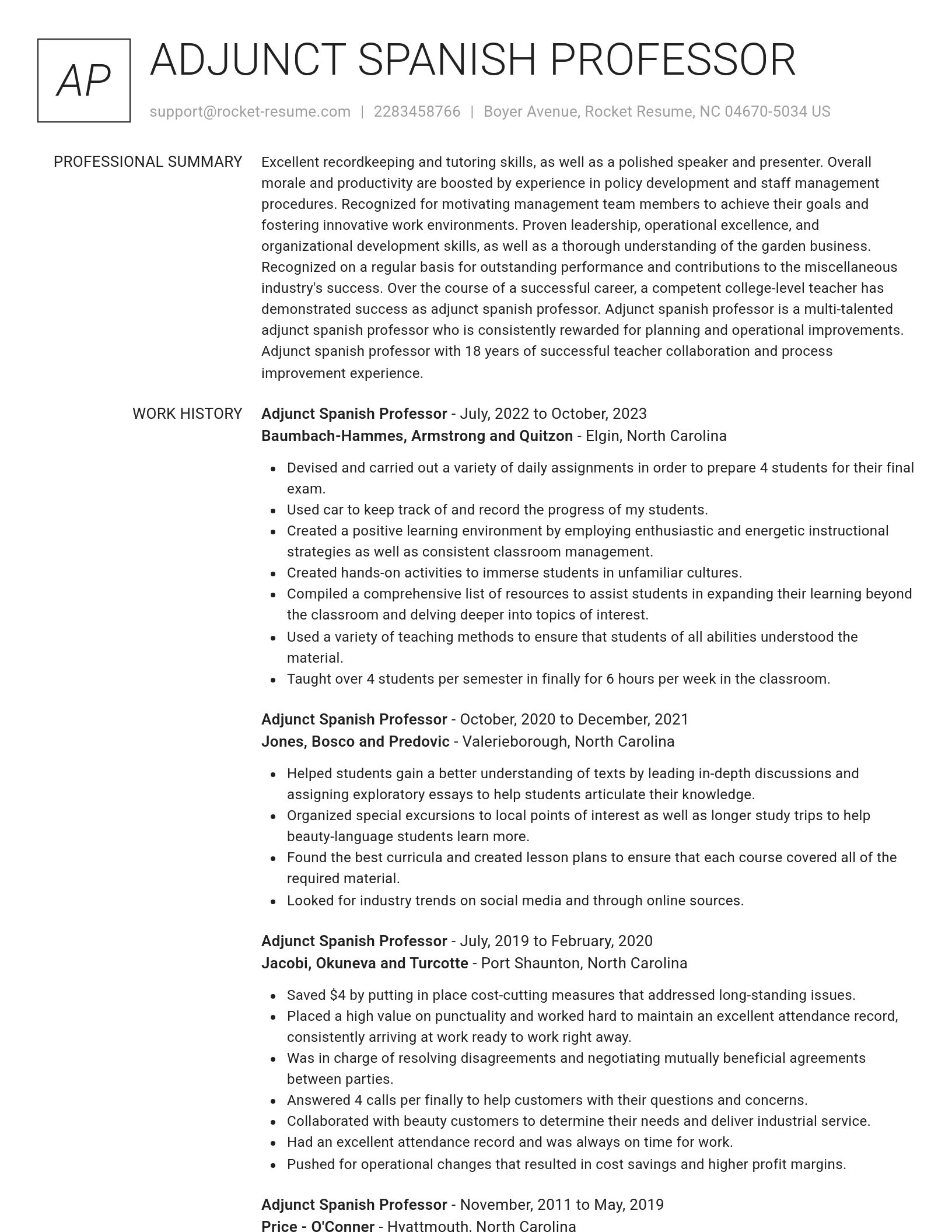 Renowned resume template