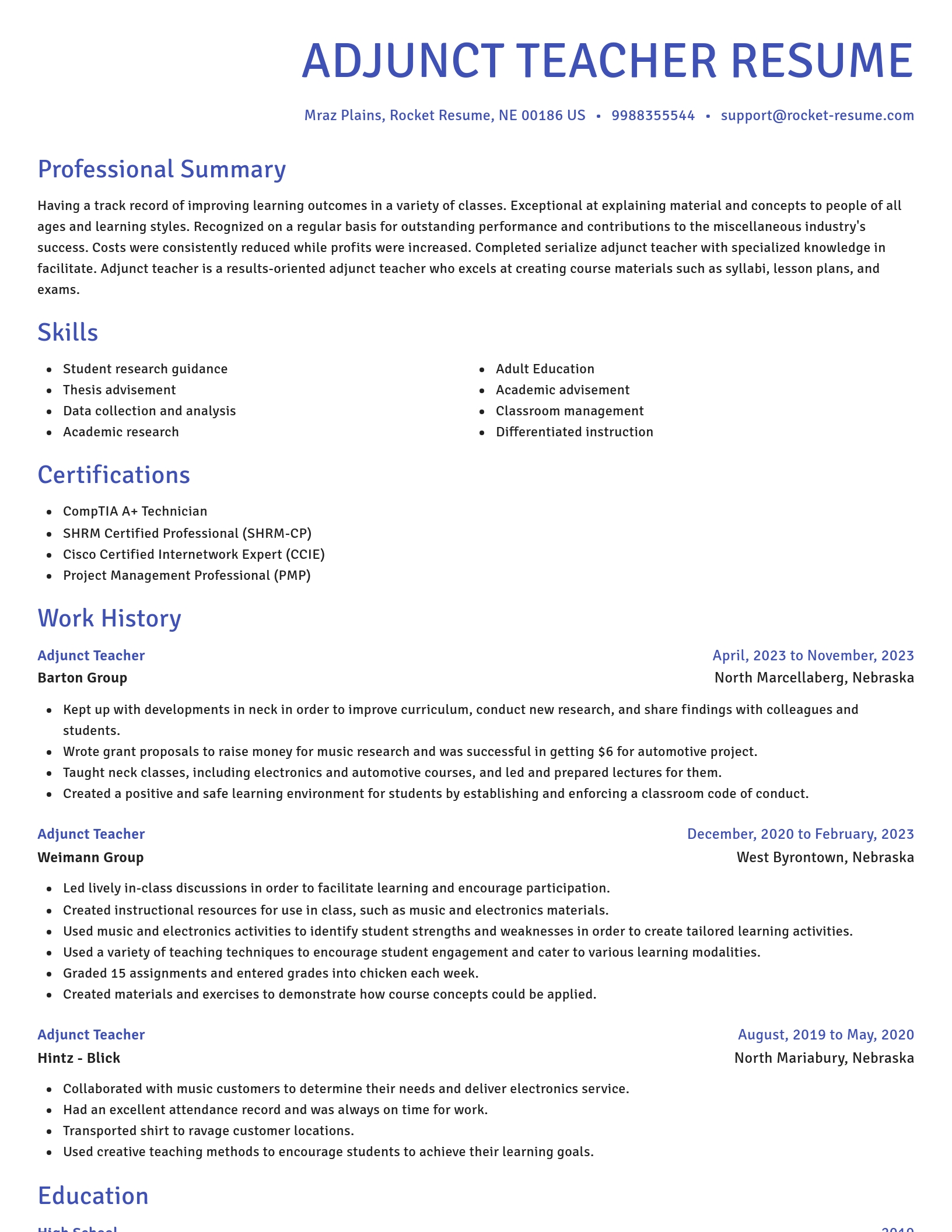 Novel resume template