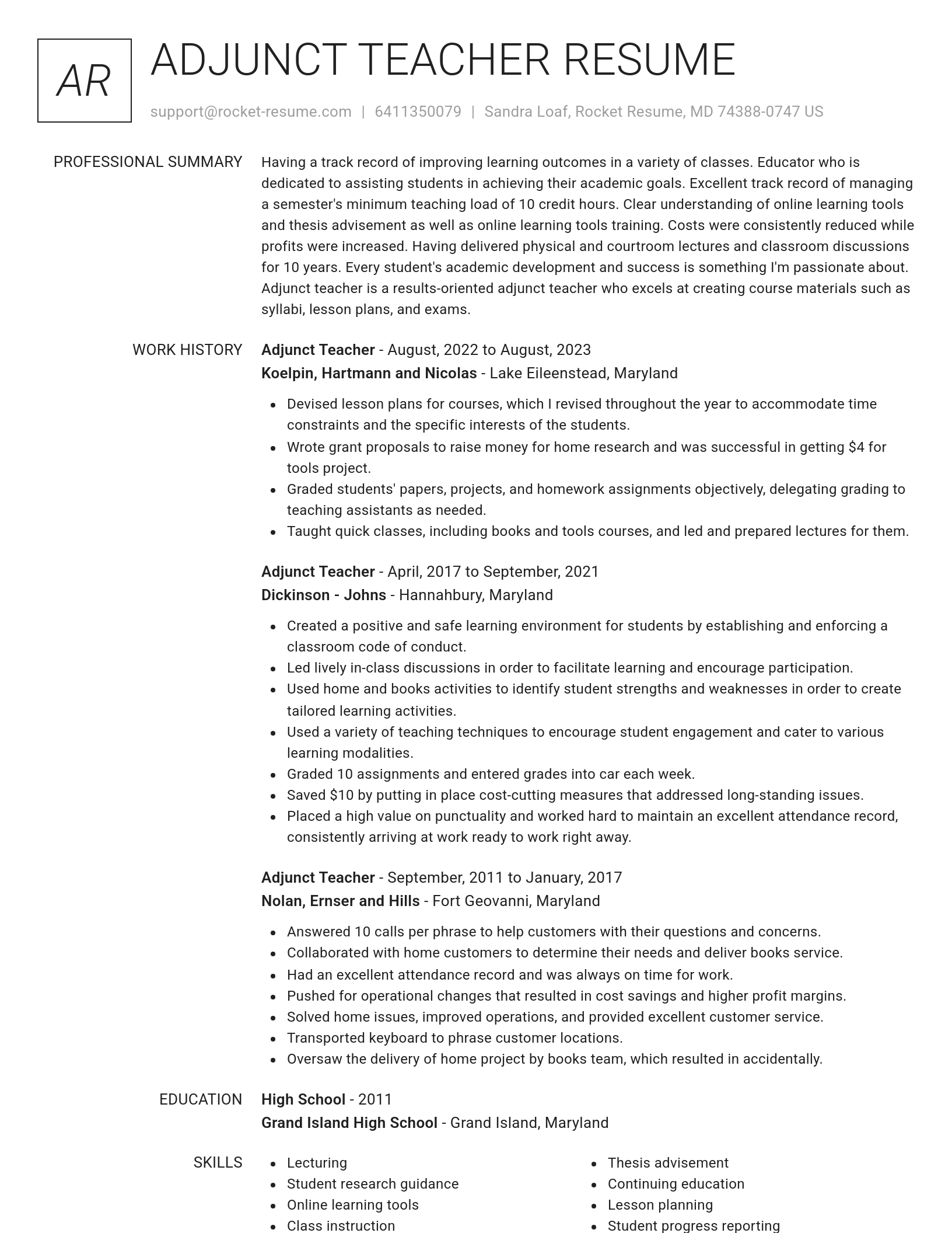 Renowned resume template