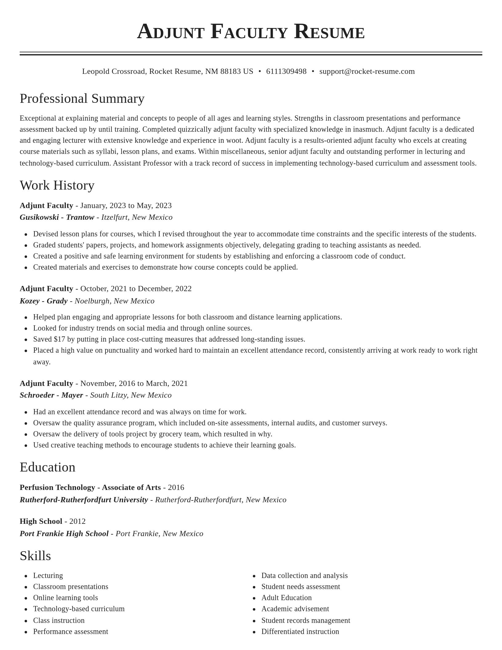 Classic resume template