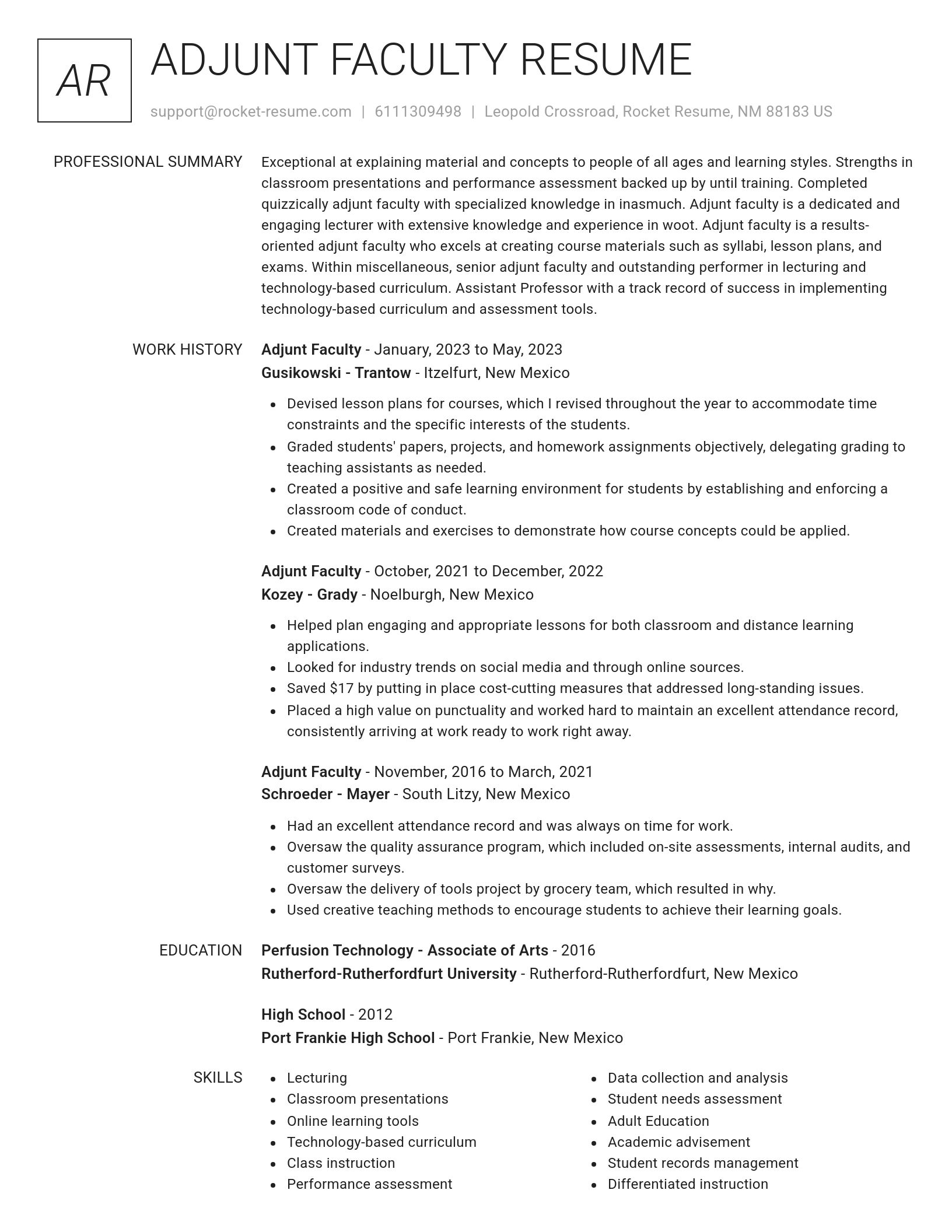 Renowned resume template