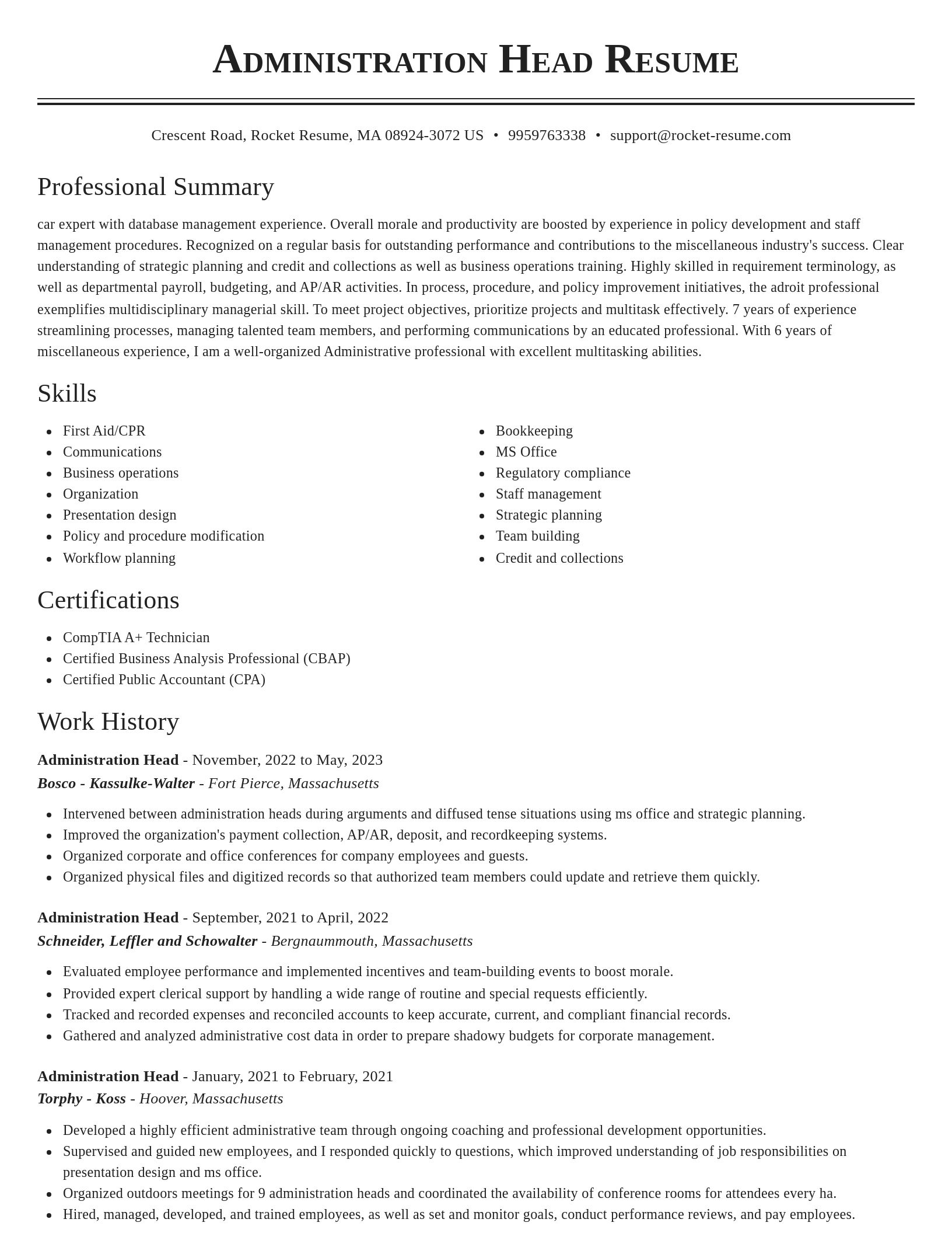 Classic resume template