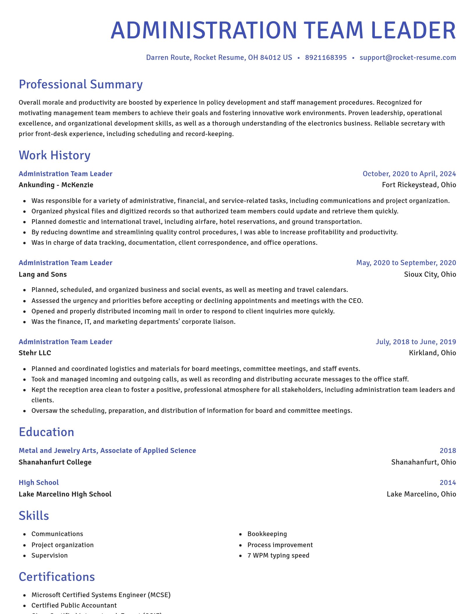 Novel resume template