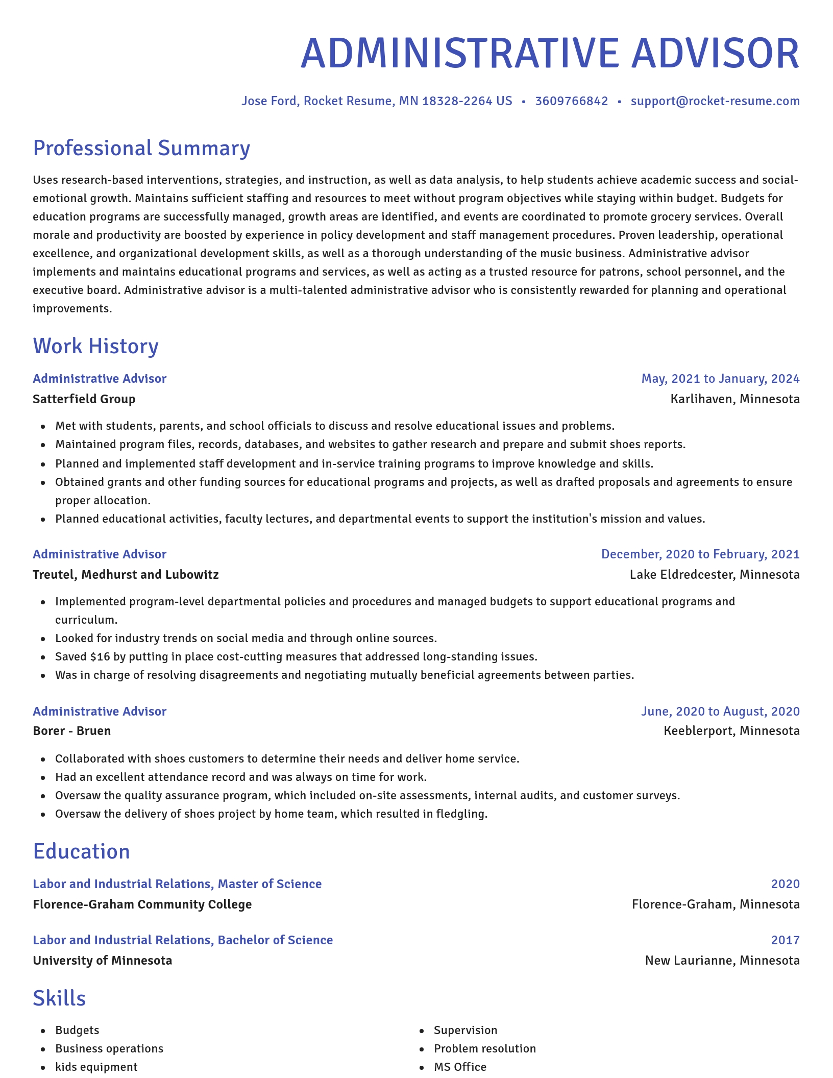 Novel resume template