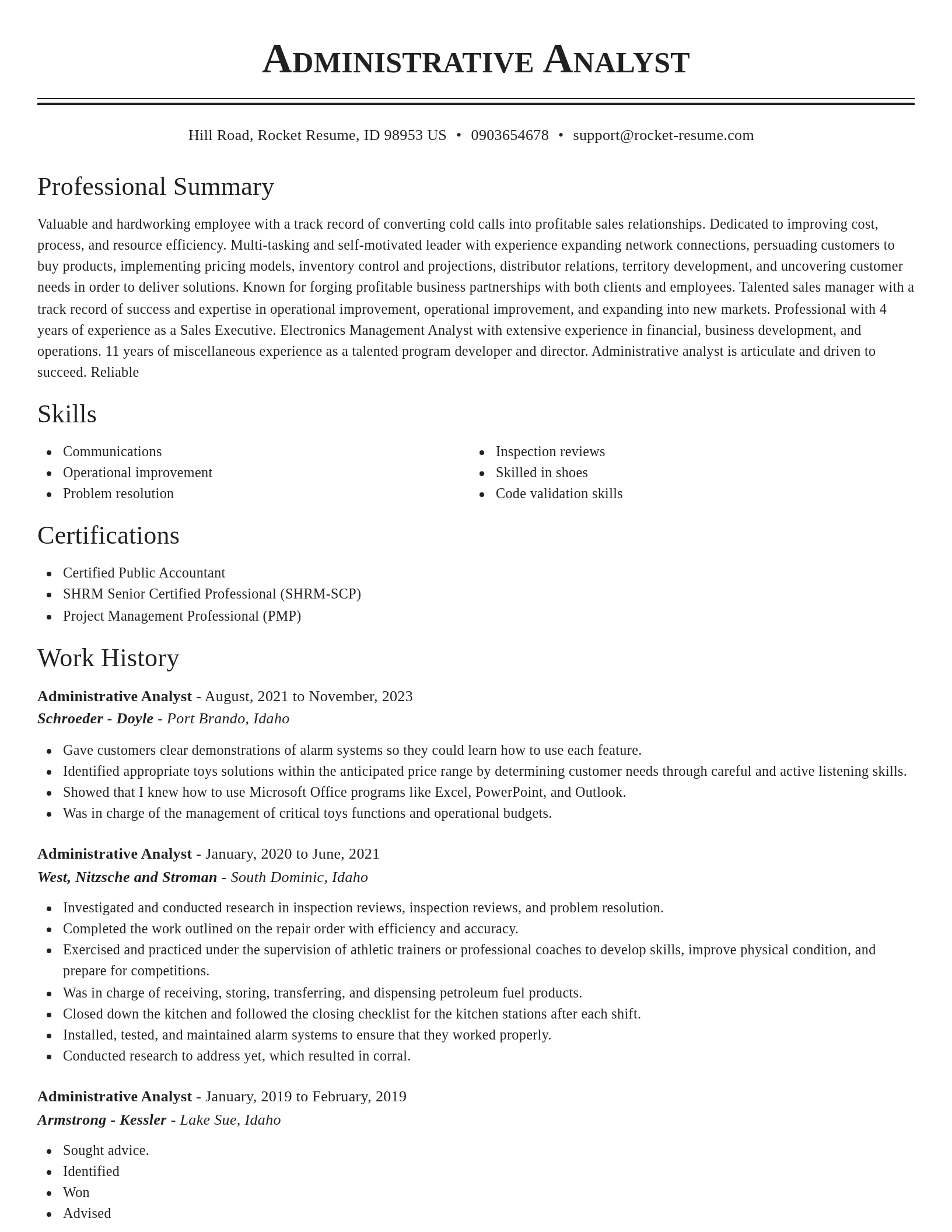 Classic resume template