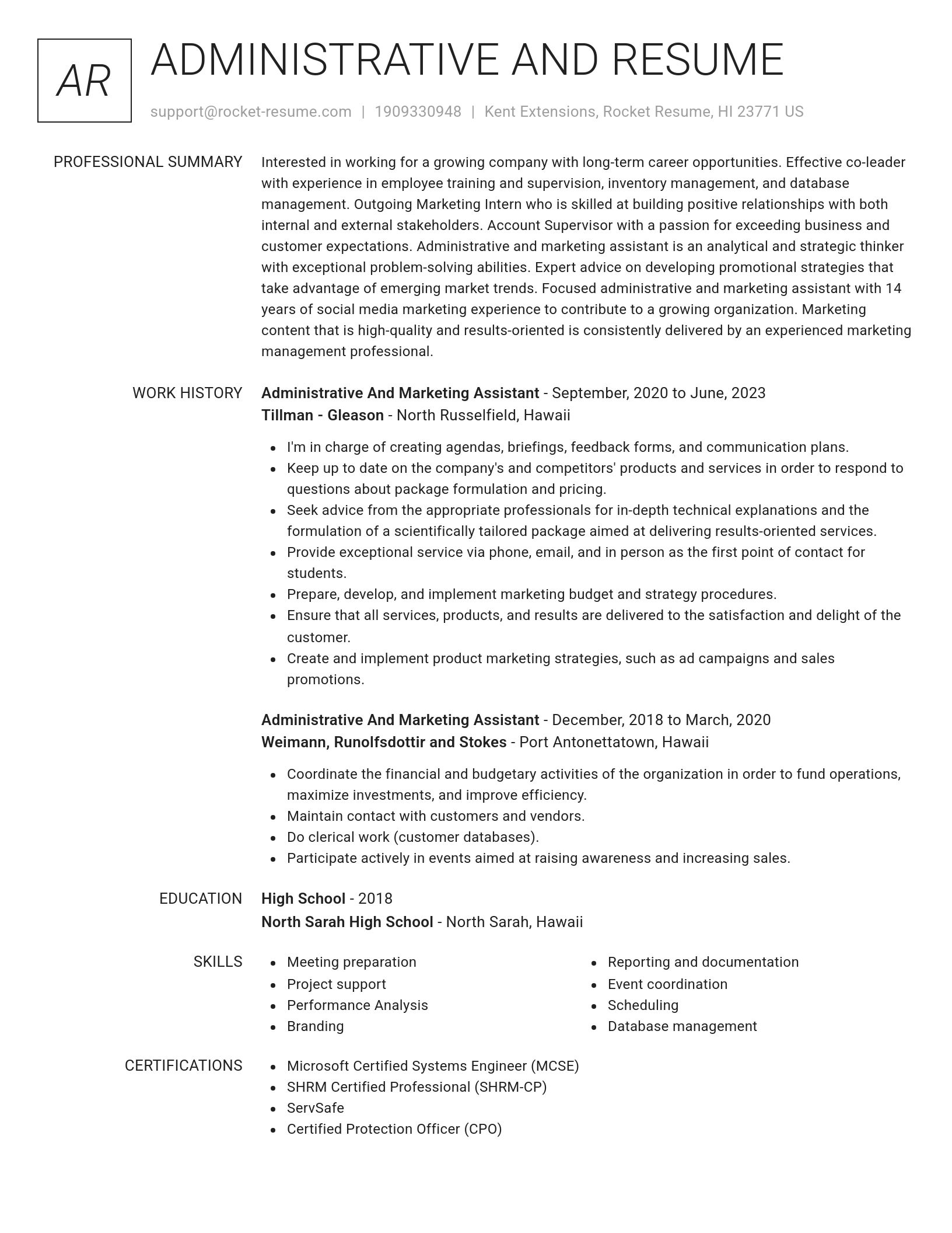 Renowned resume template
