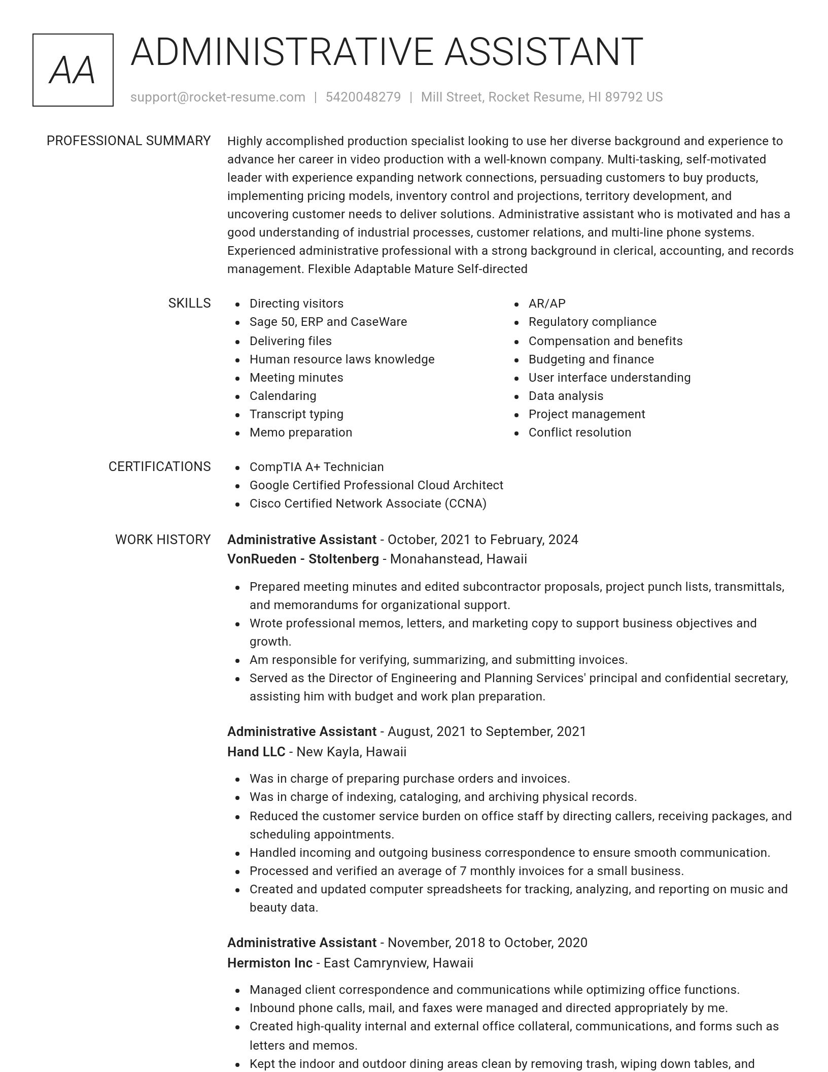 Renowned resume template