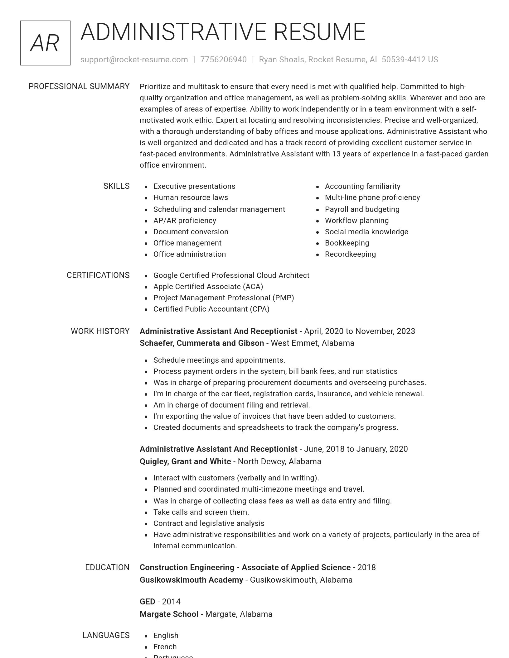 Renowned resume template