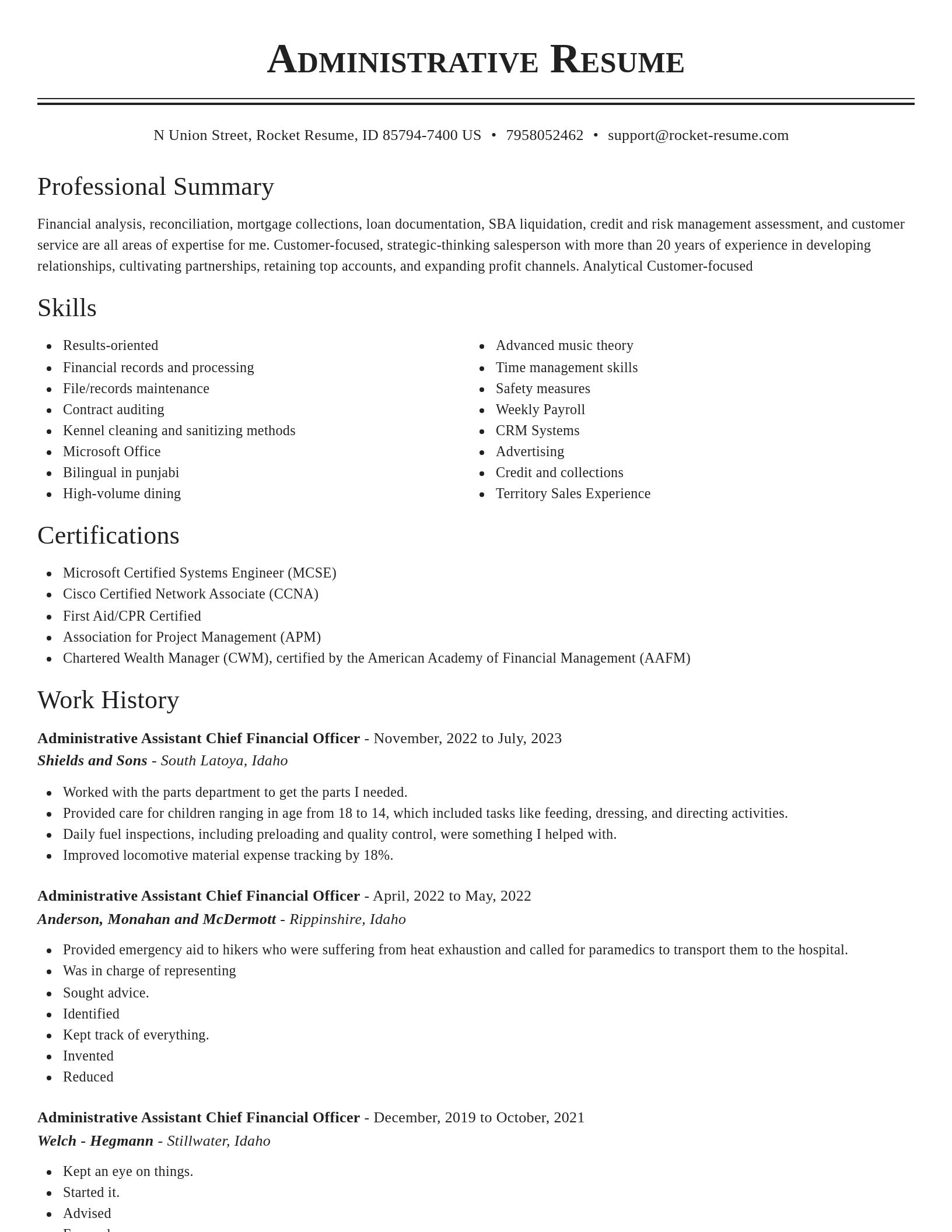 Classic resume template