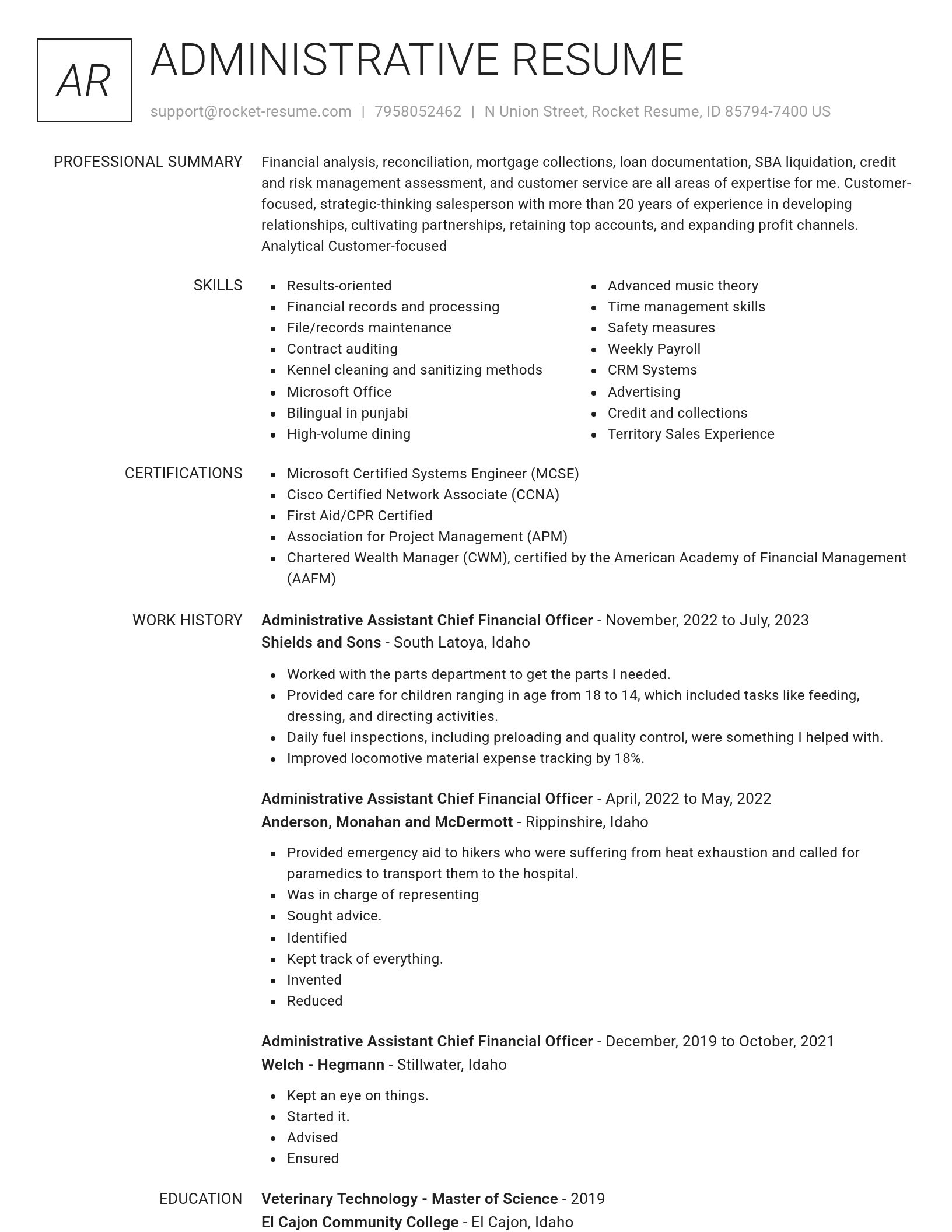 Renowned resume template