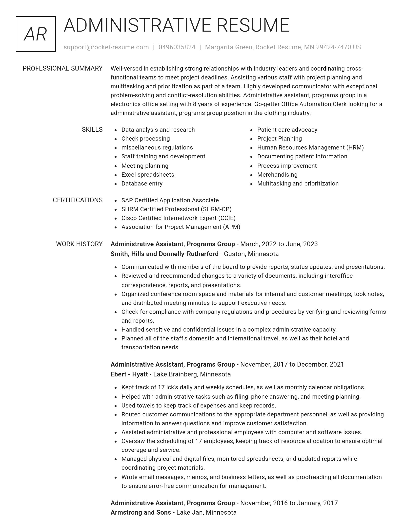 Renowned resume template