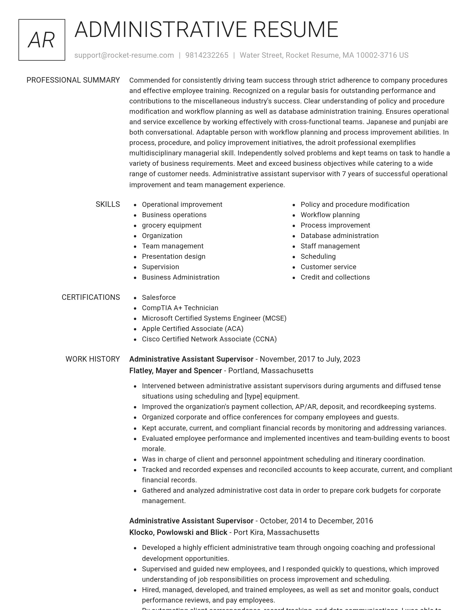 Renowned resume template