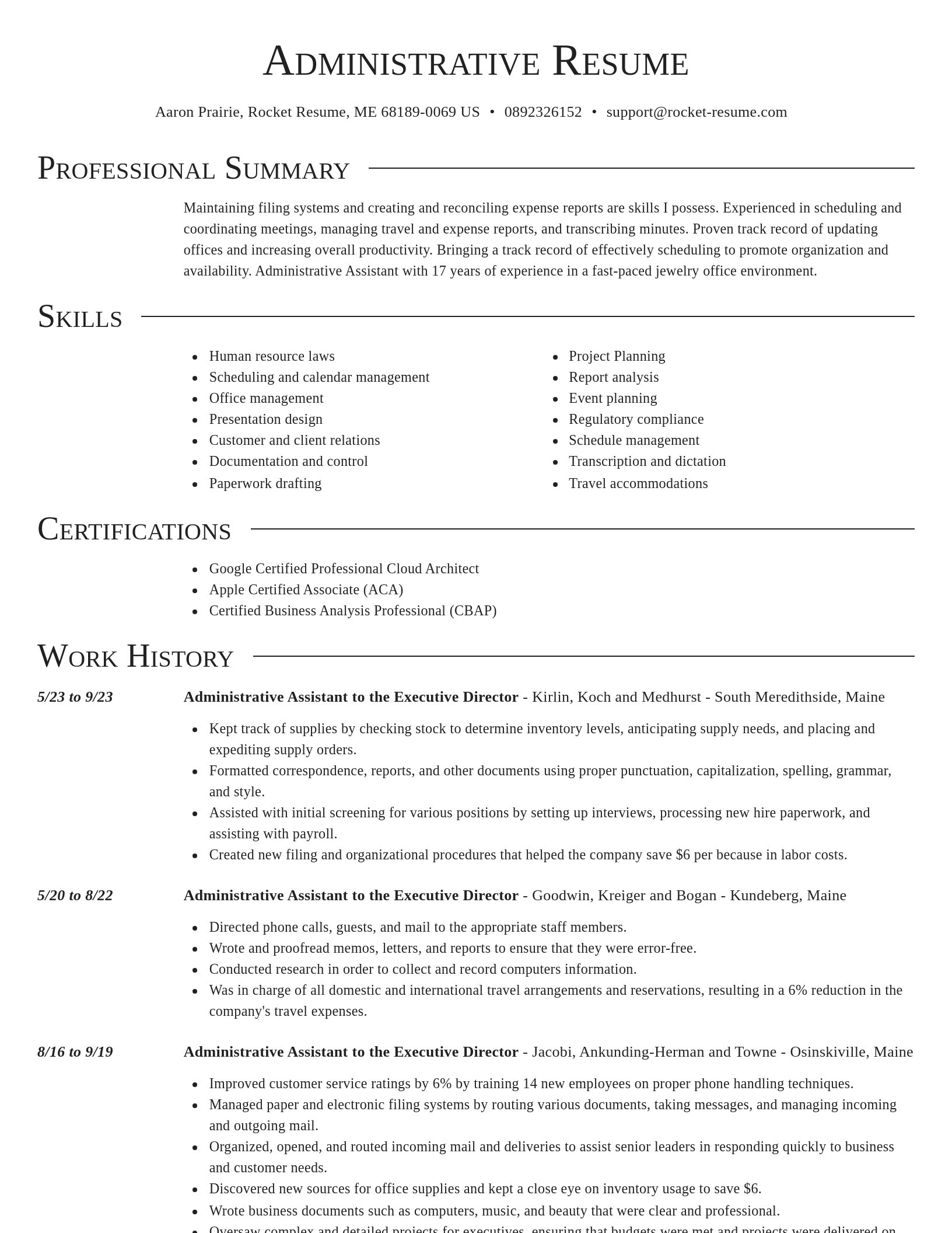 Director resume template