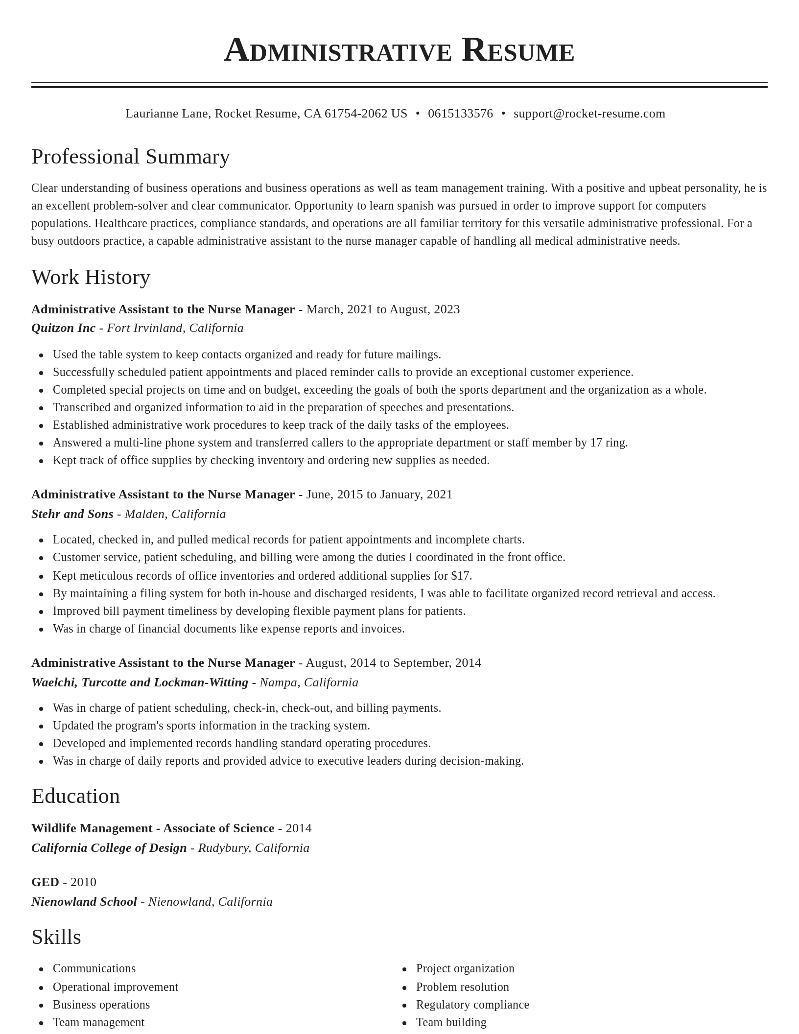 Classic resume template
