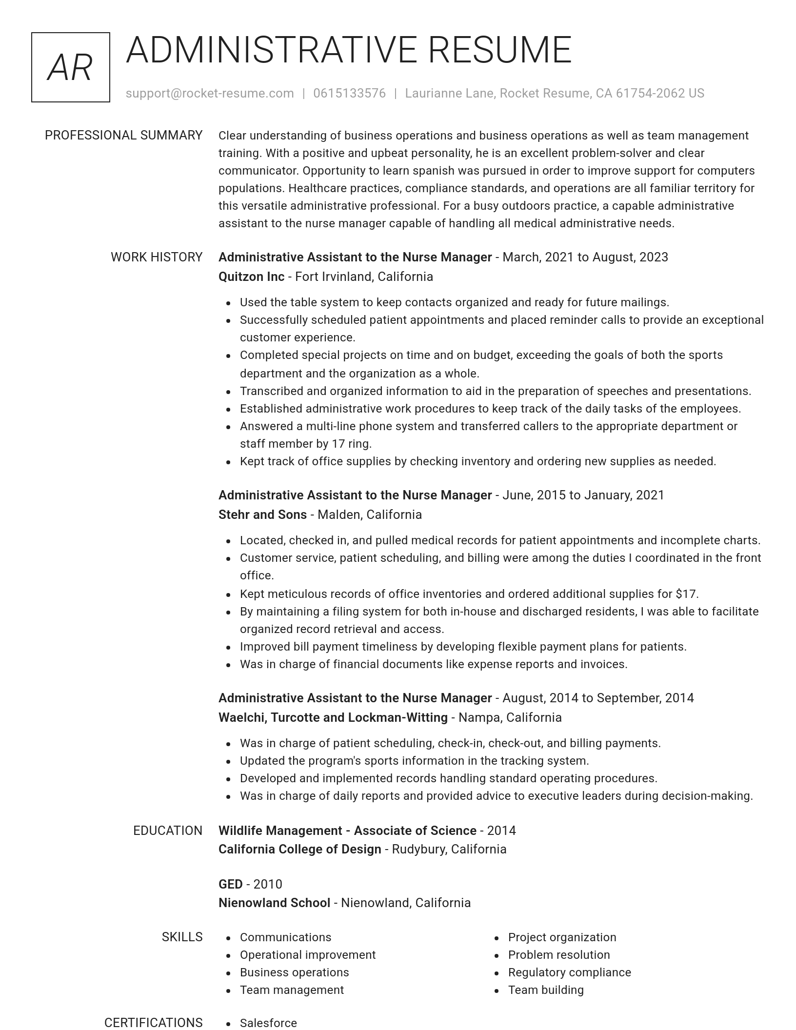 Renowned resume template