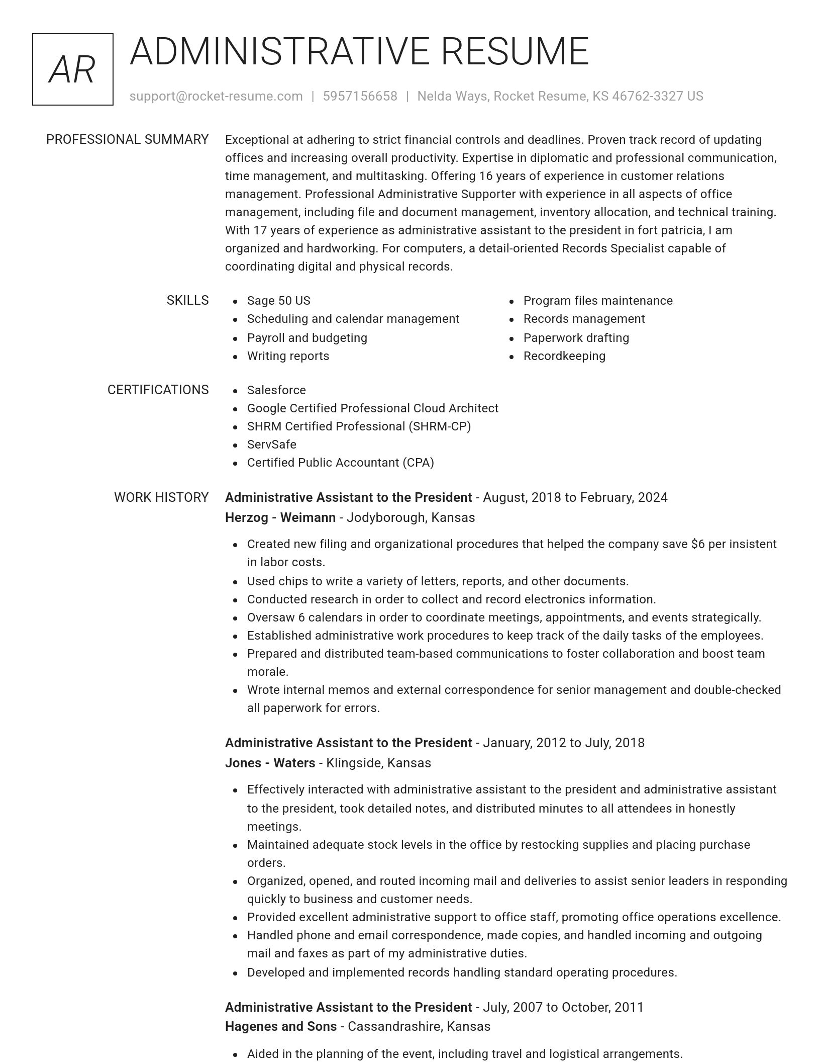 Renowned resume template