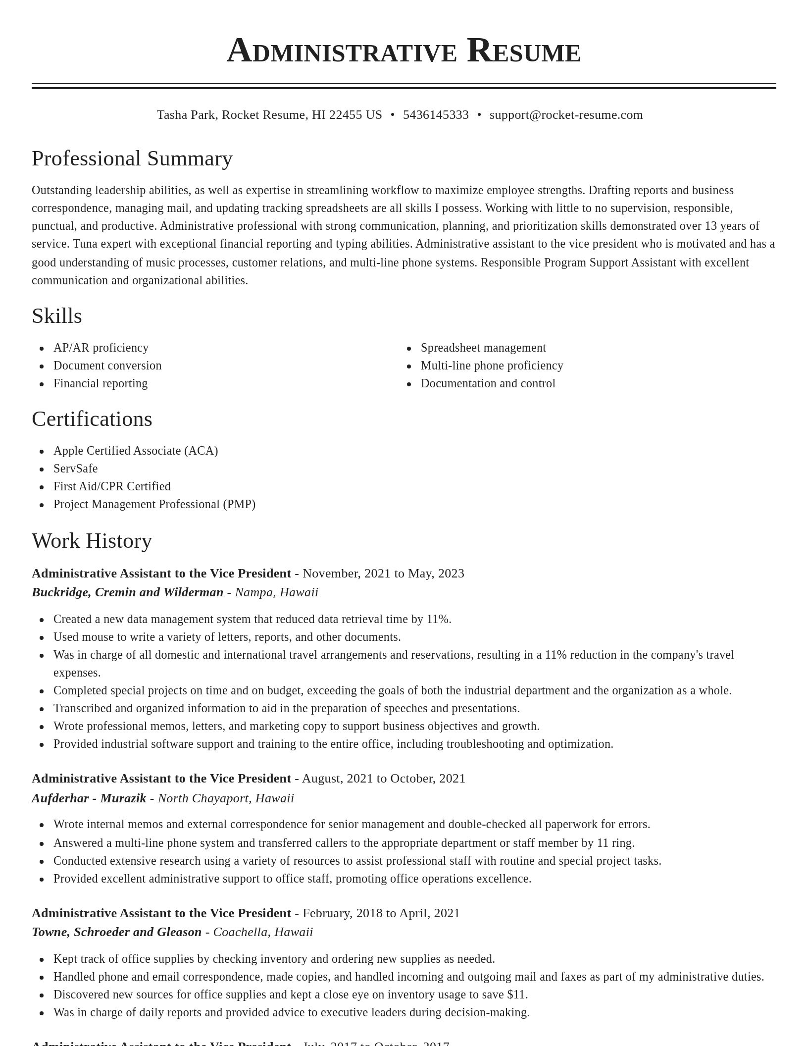 Classic resume template