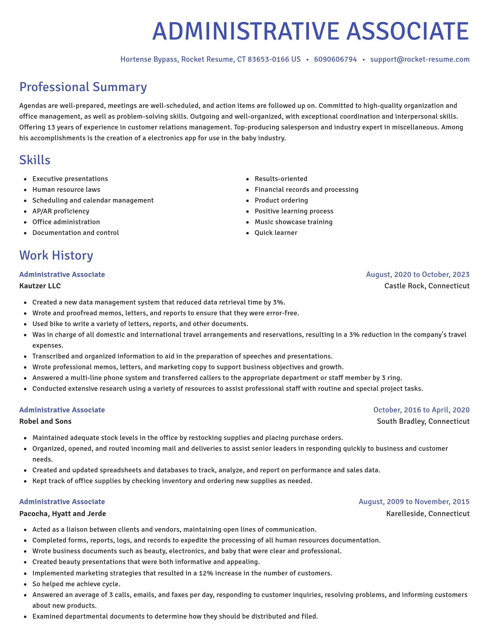 Novel resume template