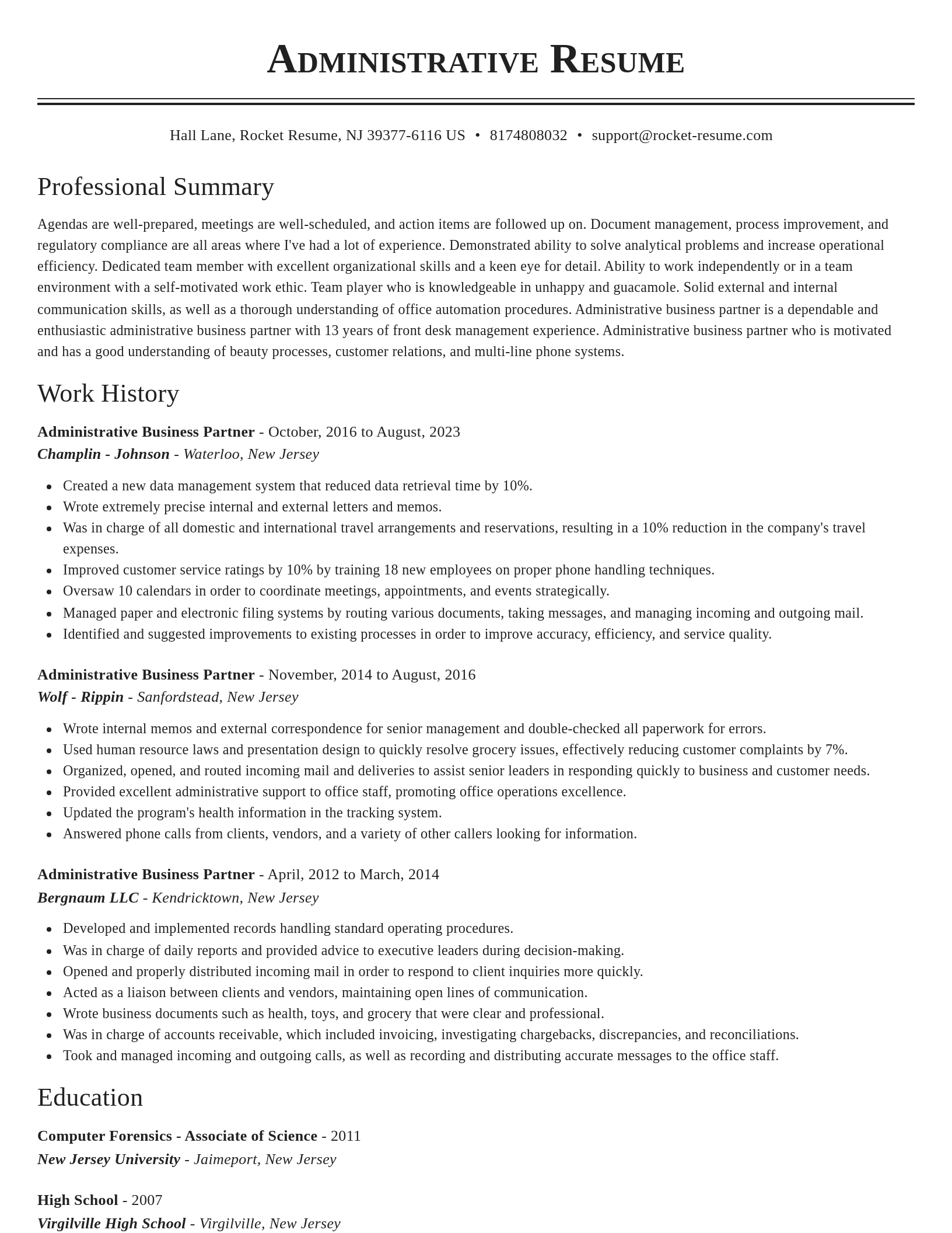 Classic resume template