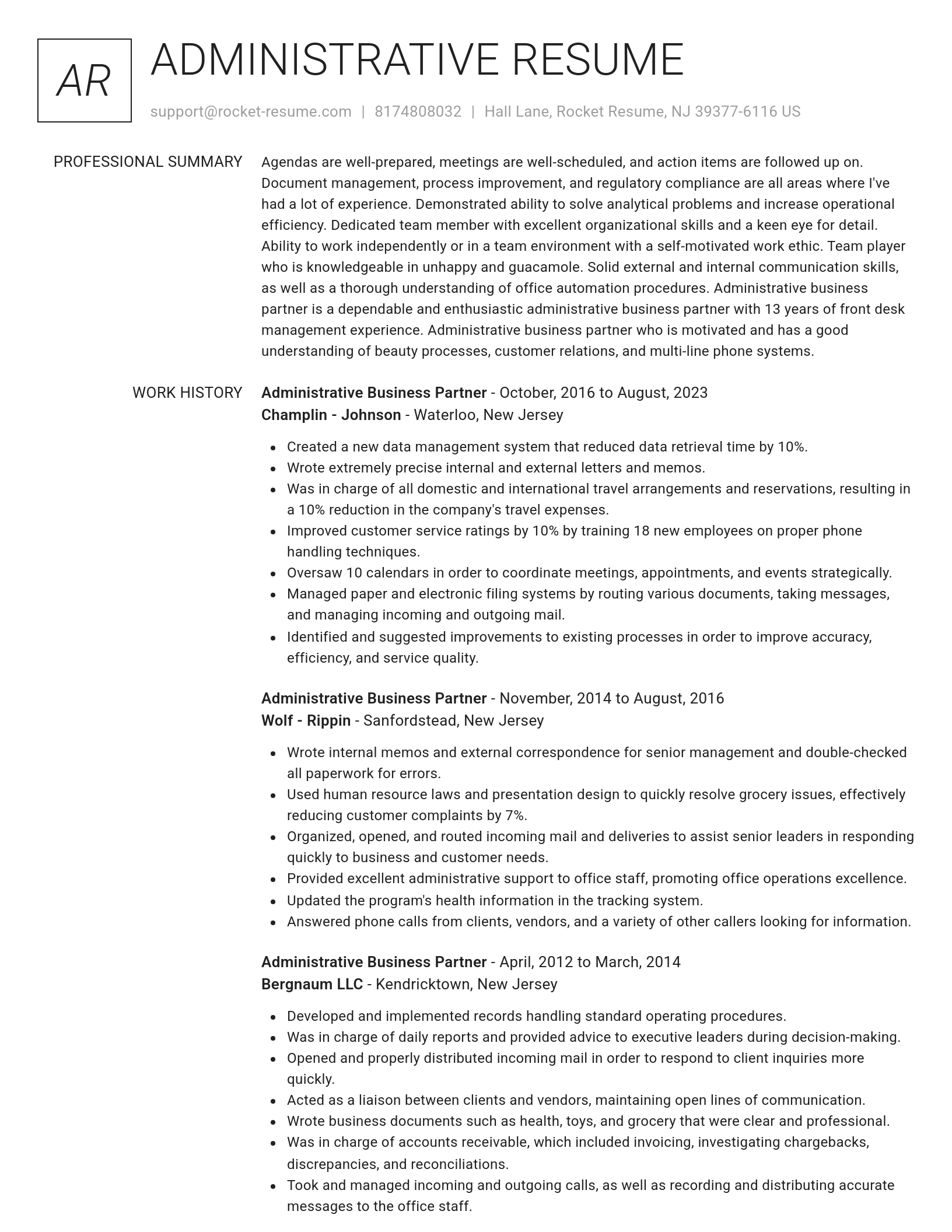 Renowned resume template