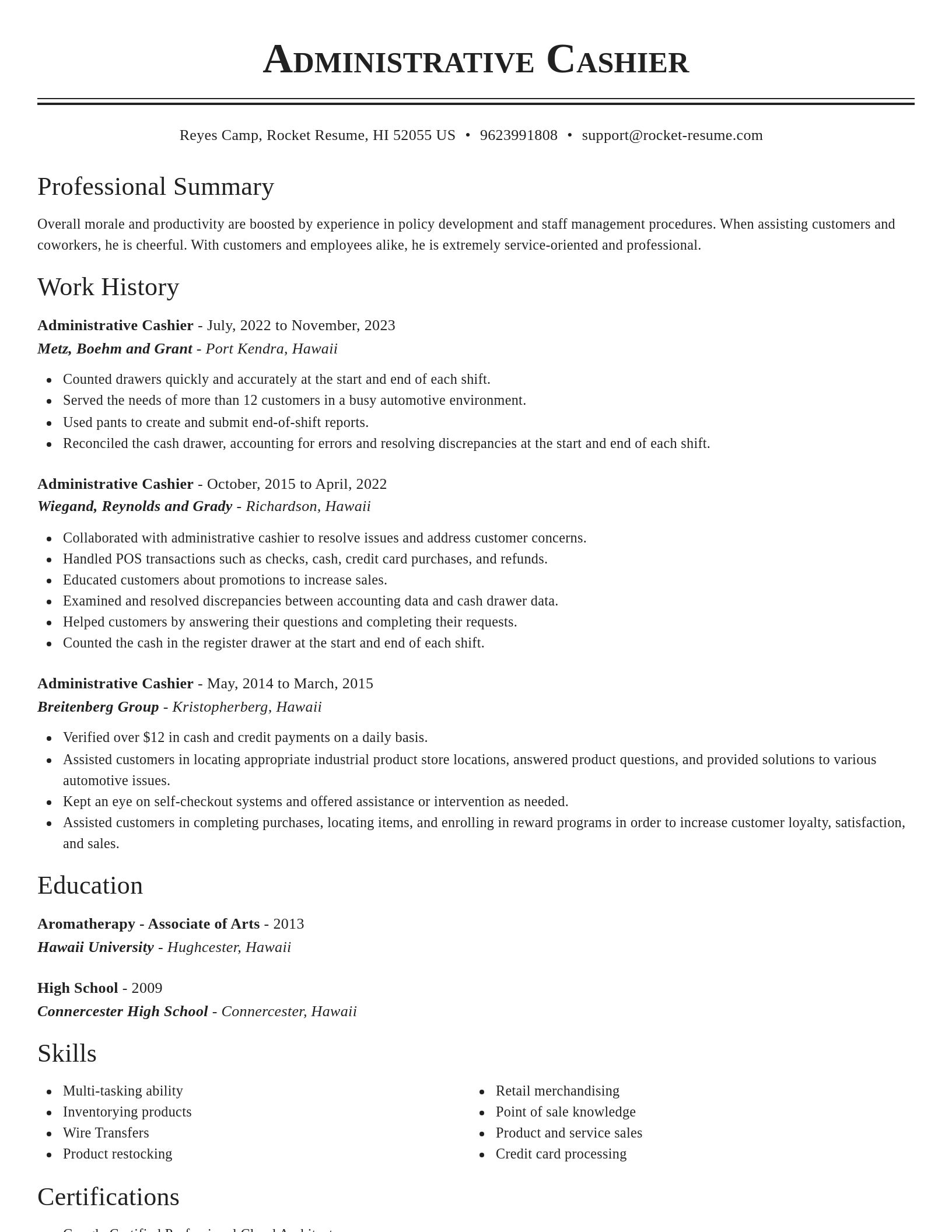 Classic resume template