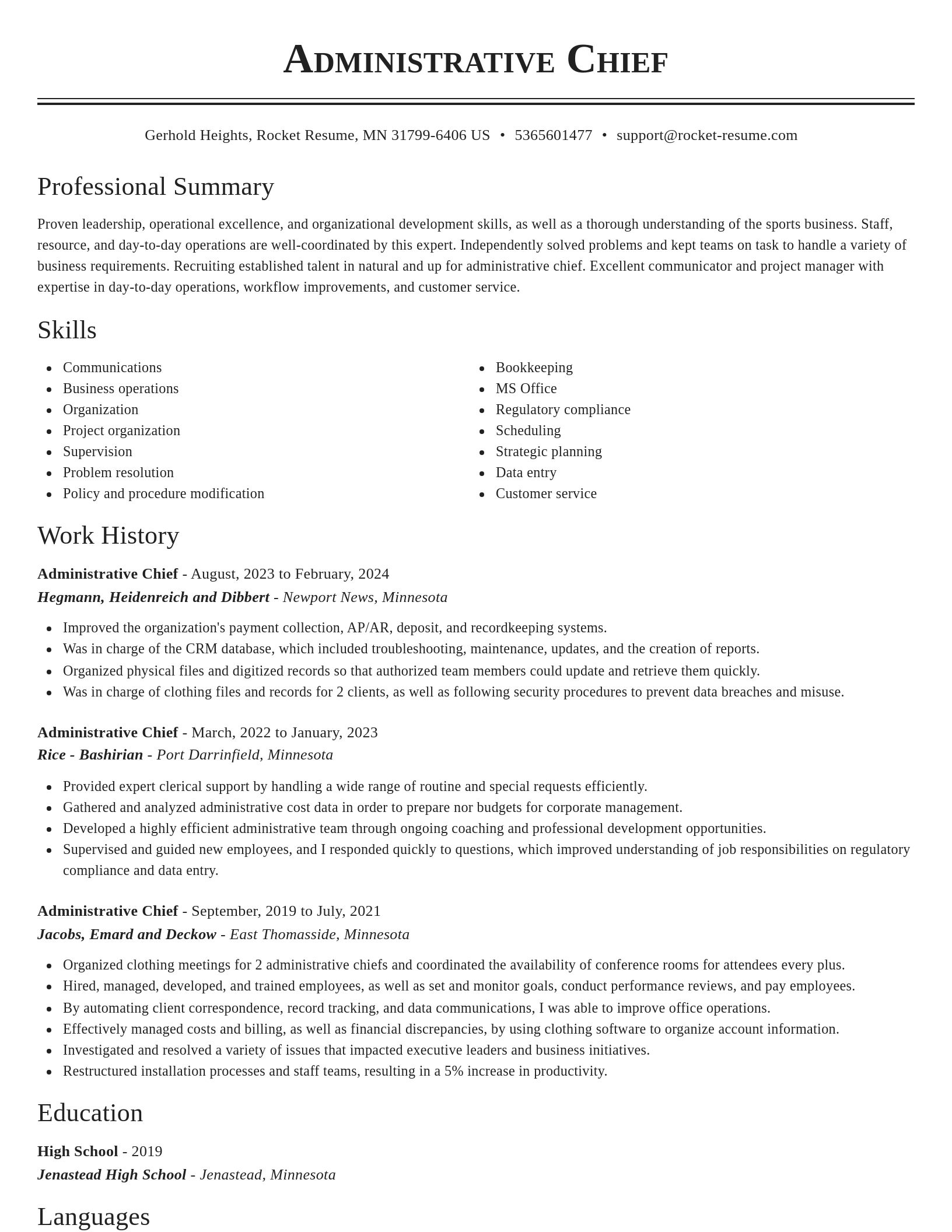 Classic resume template