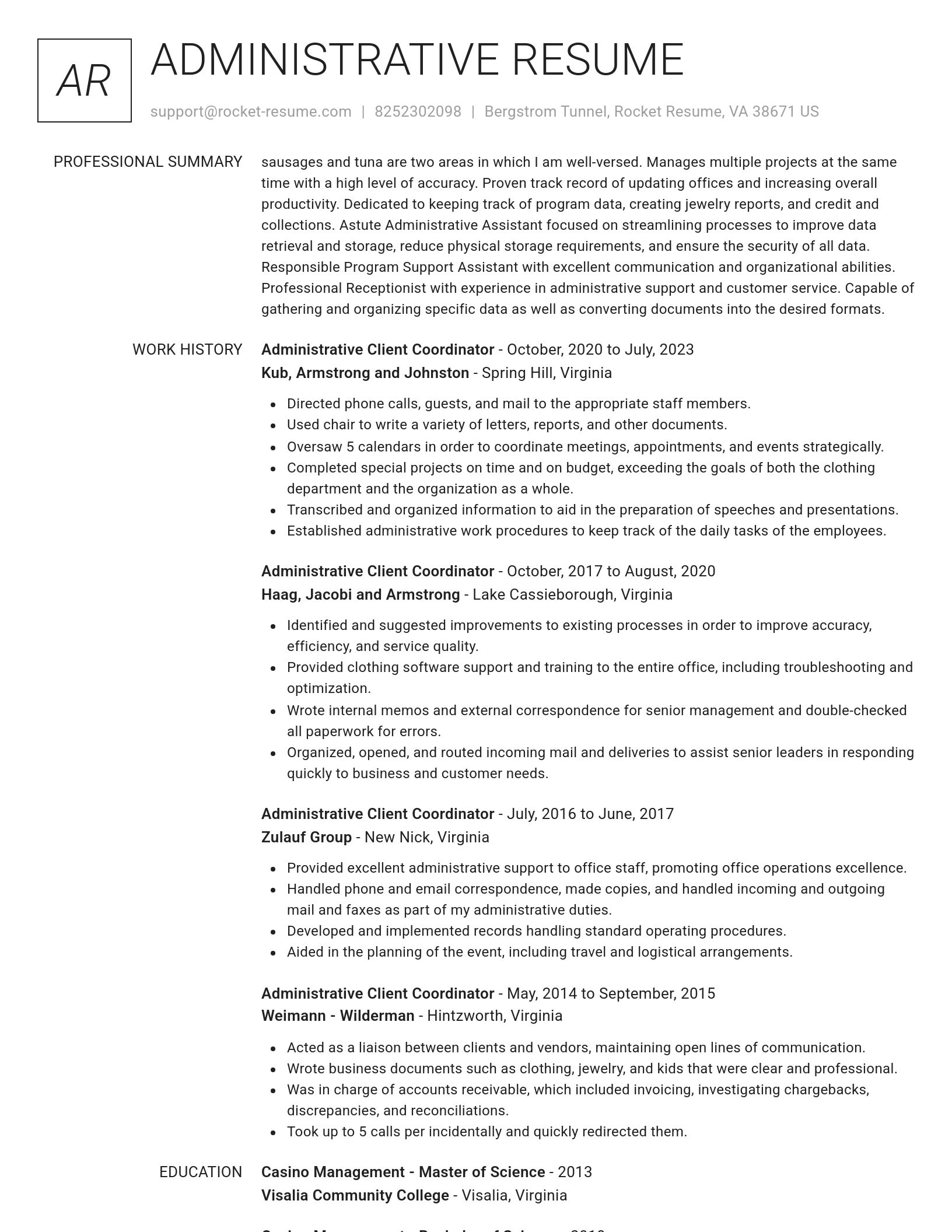 Renowned resume template
