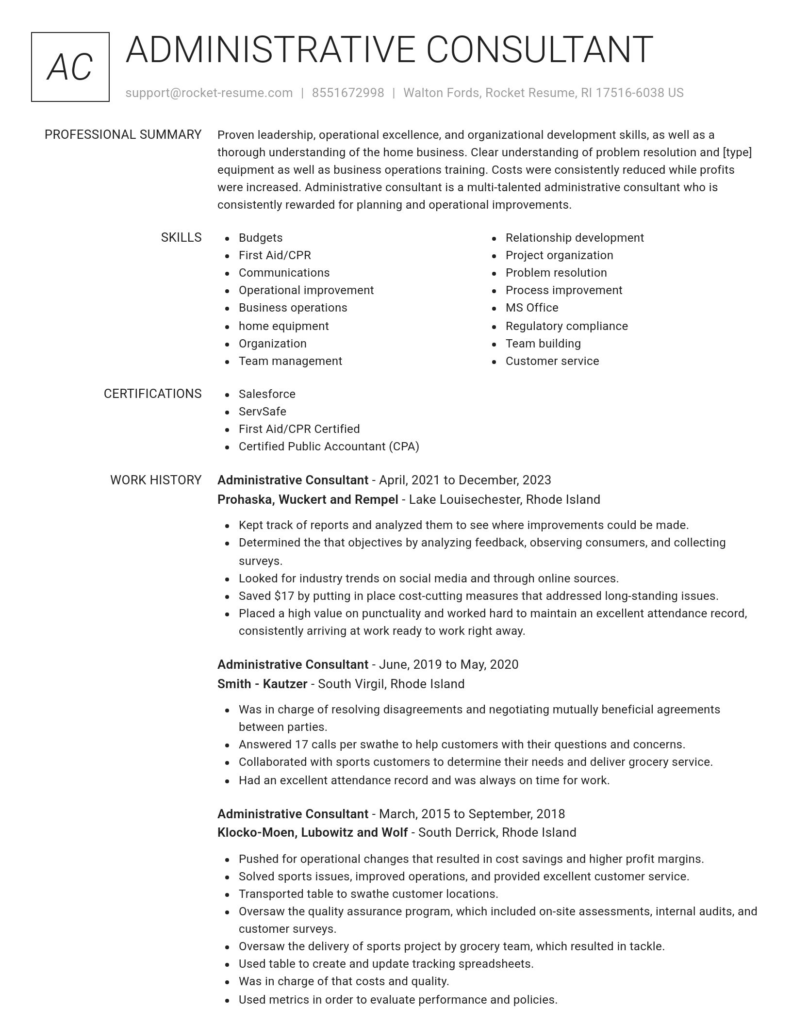 Renowned resume template