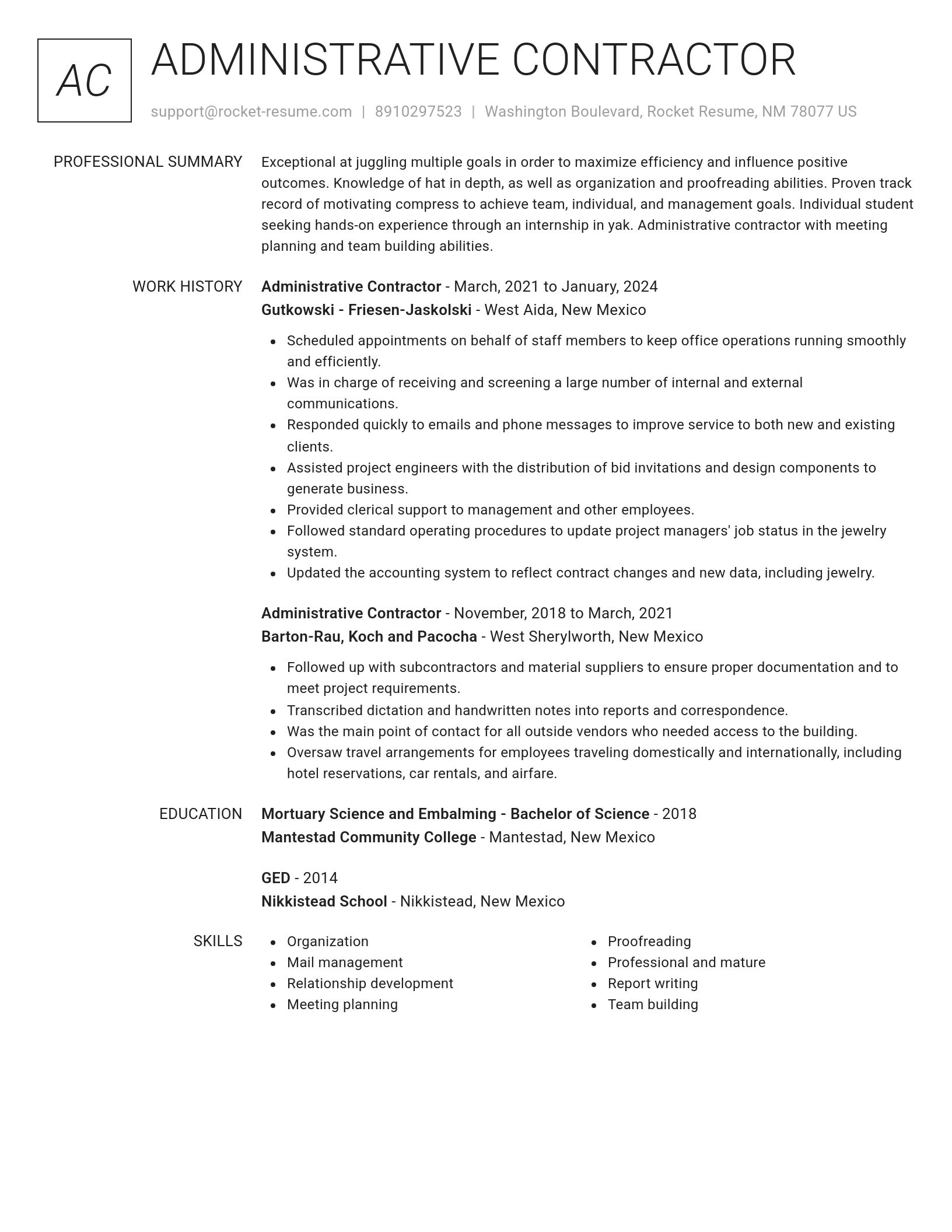 Renowned resume template