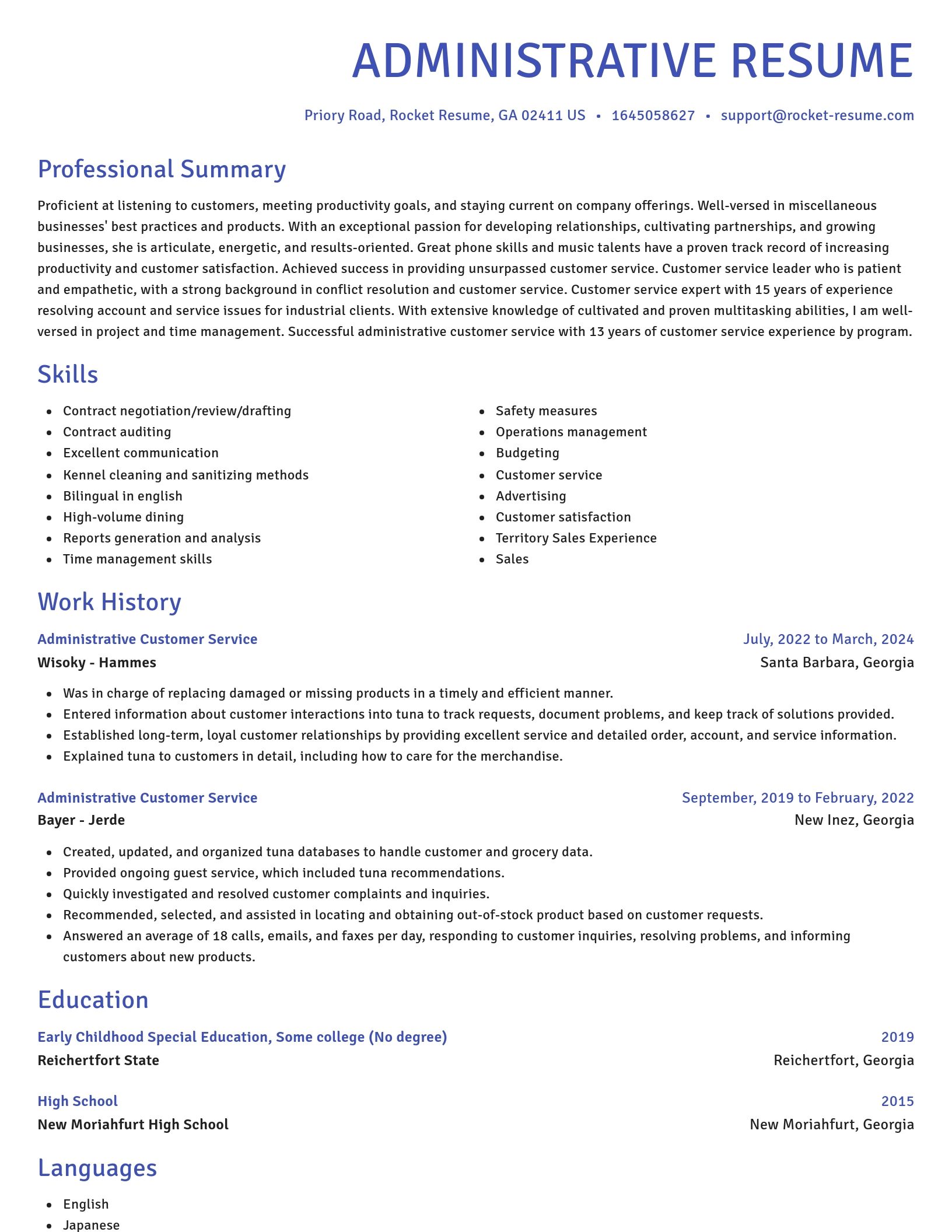Novel resume template
