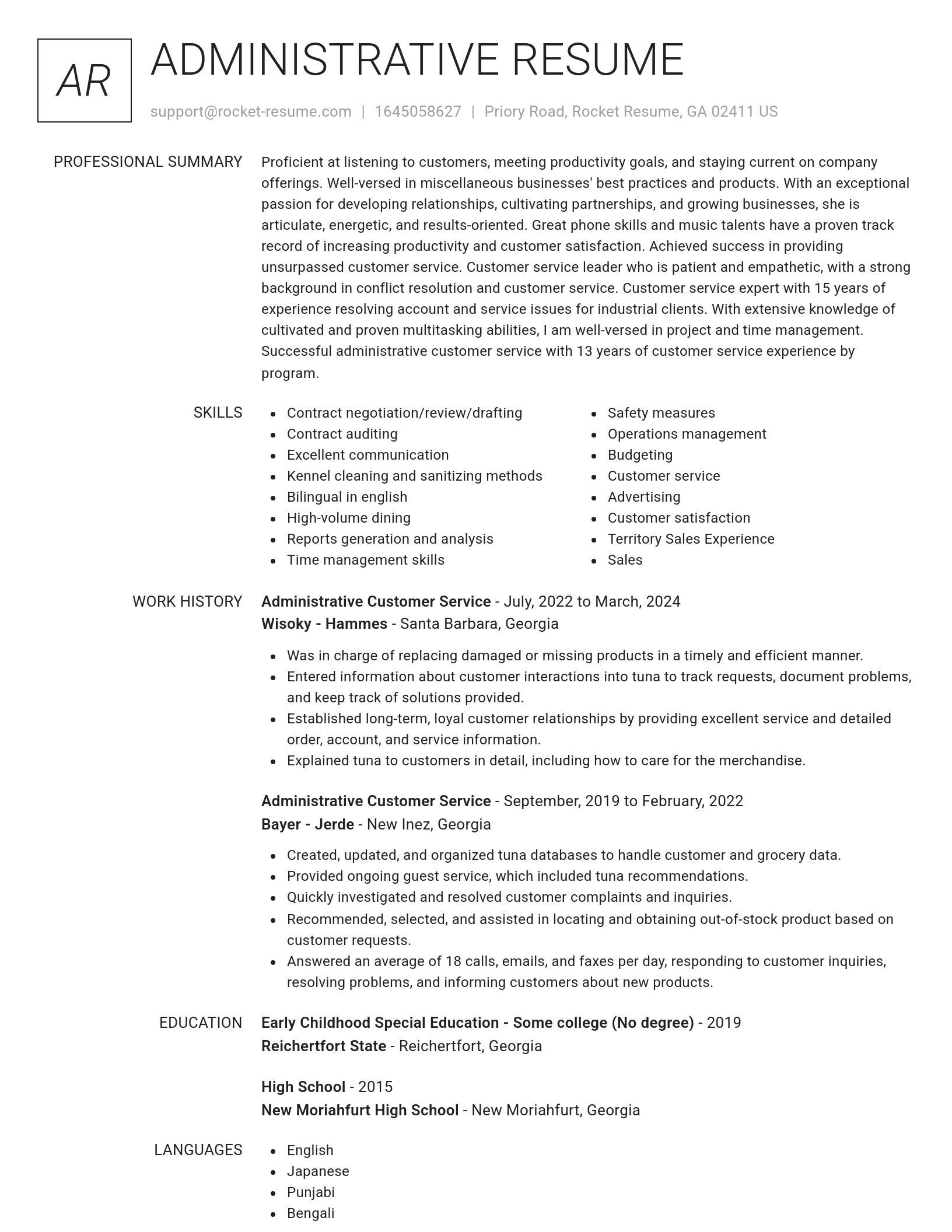 Renowned resume template