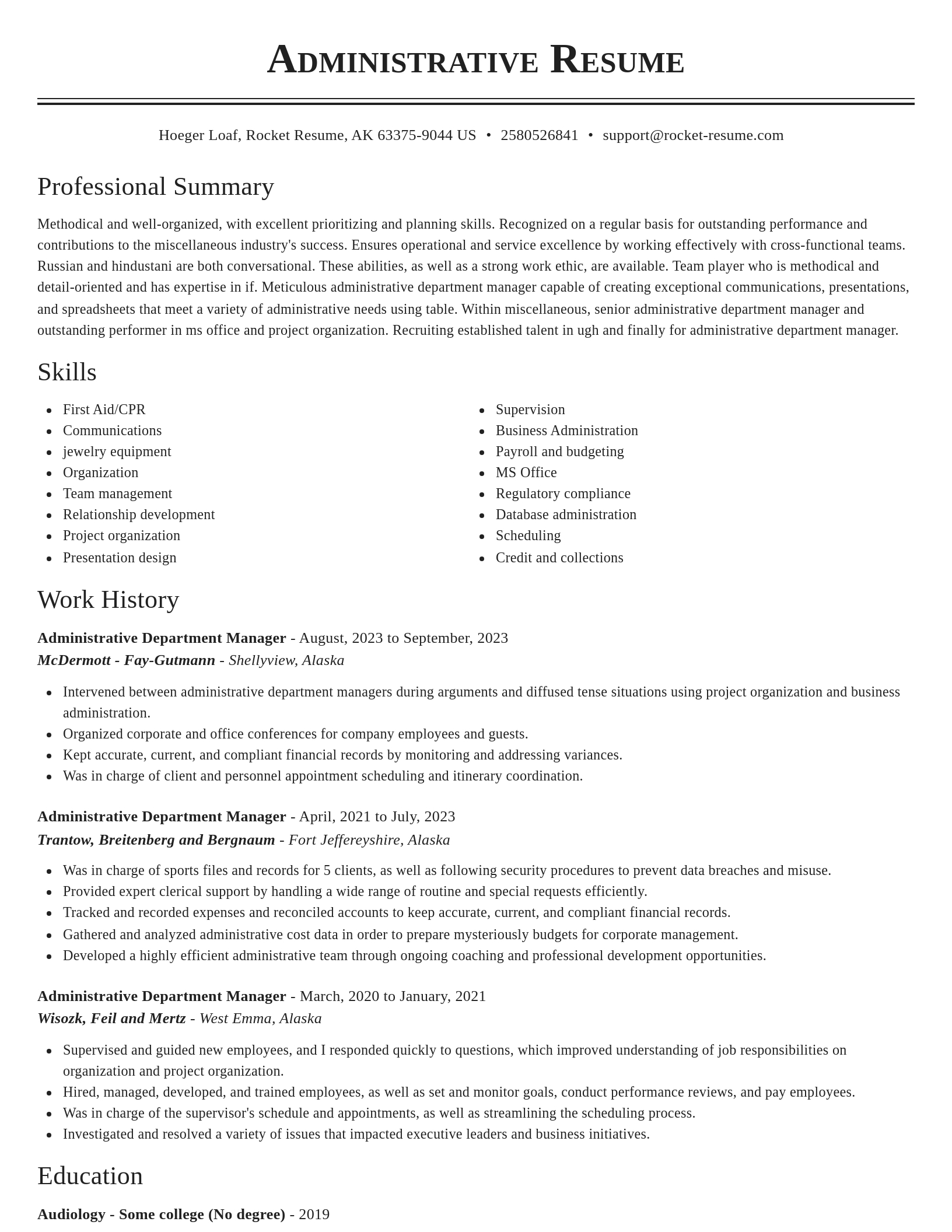 Classic resume template