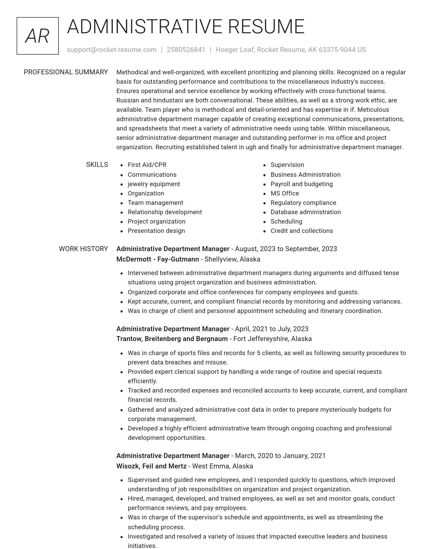 Renowned resume template