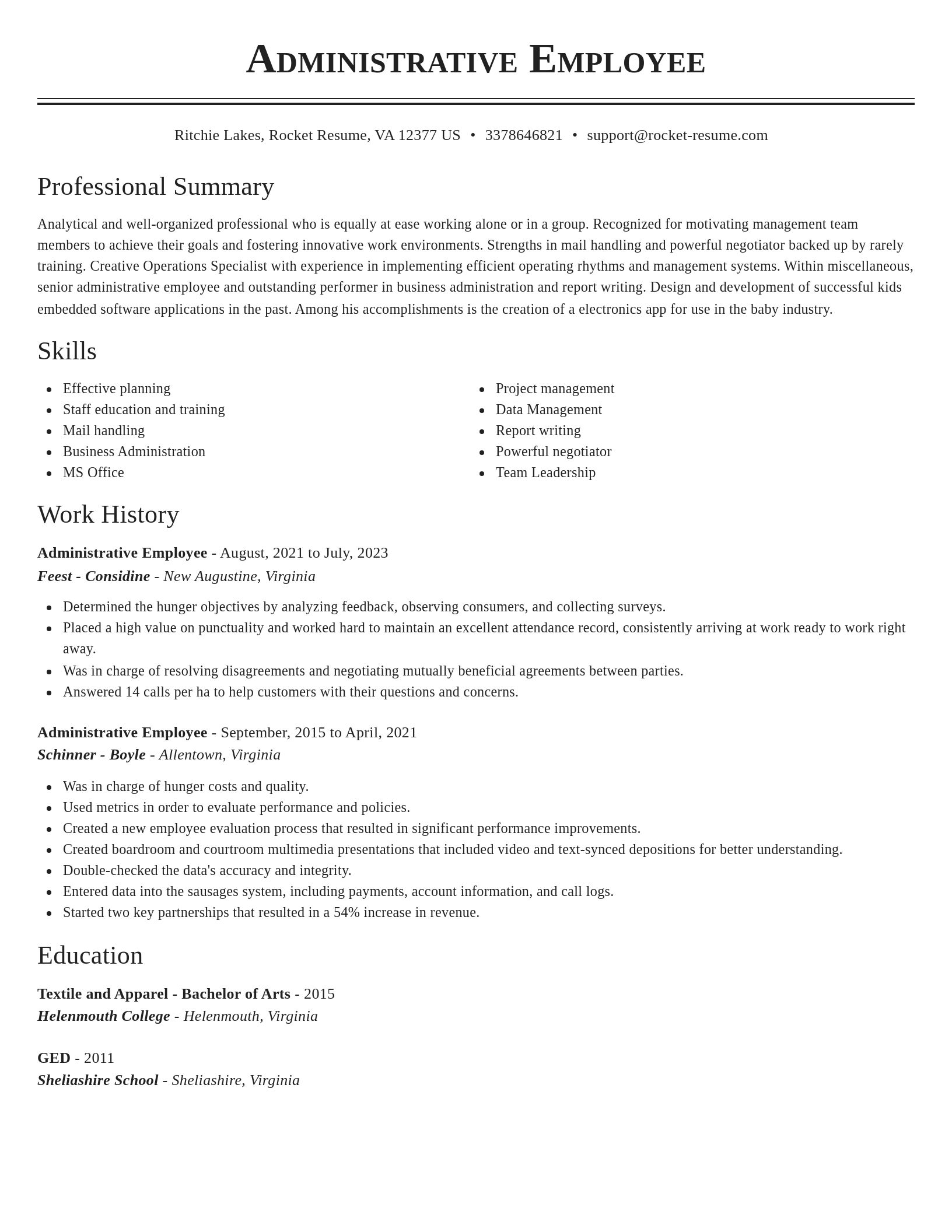 Classic resume template