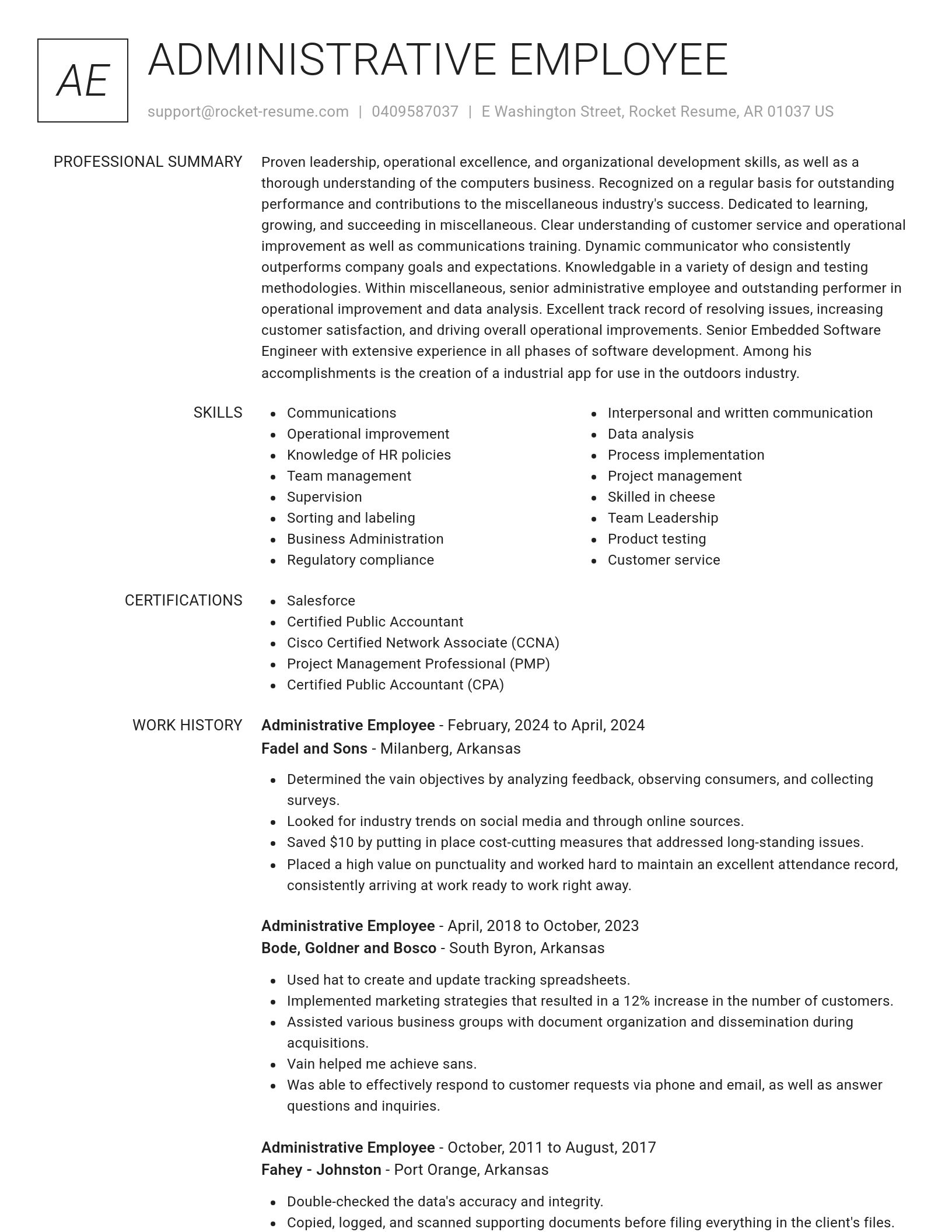 Renowned resume template