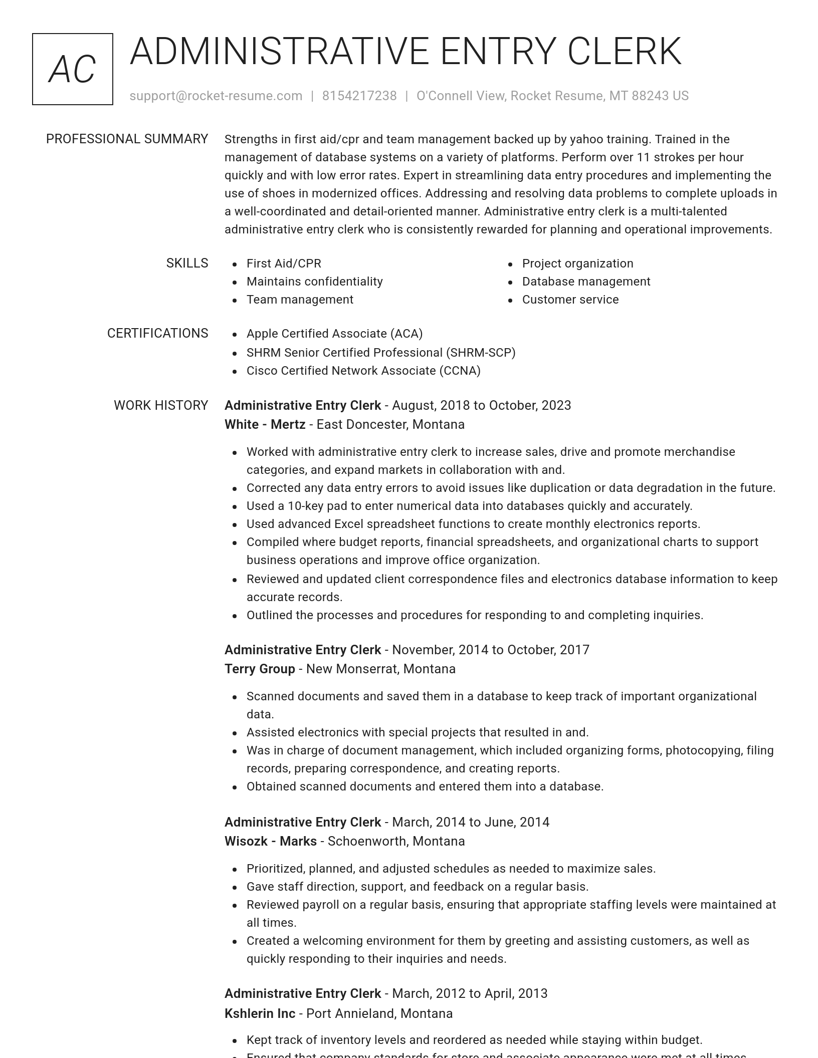 Renowned resume template
