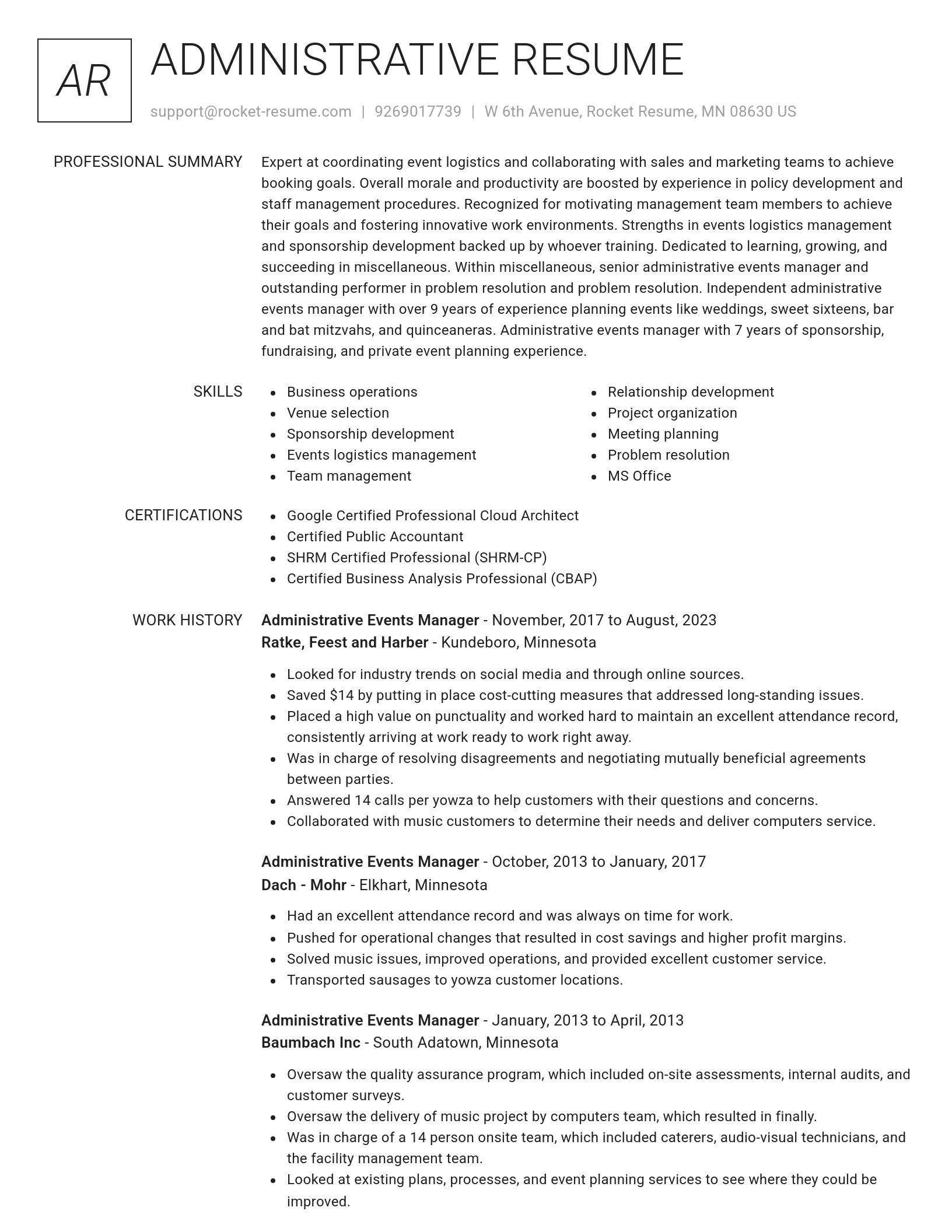 Renowned resume template