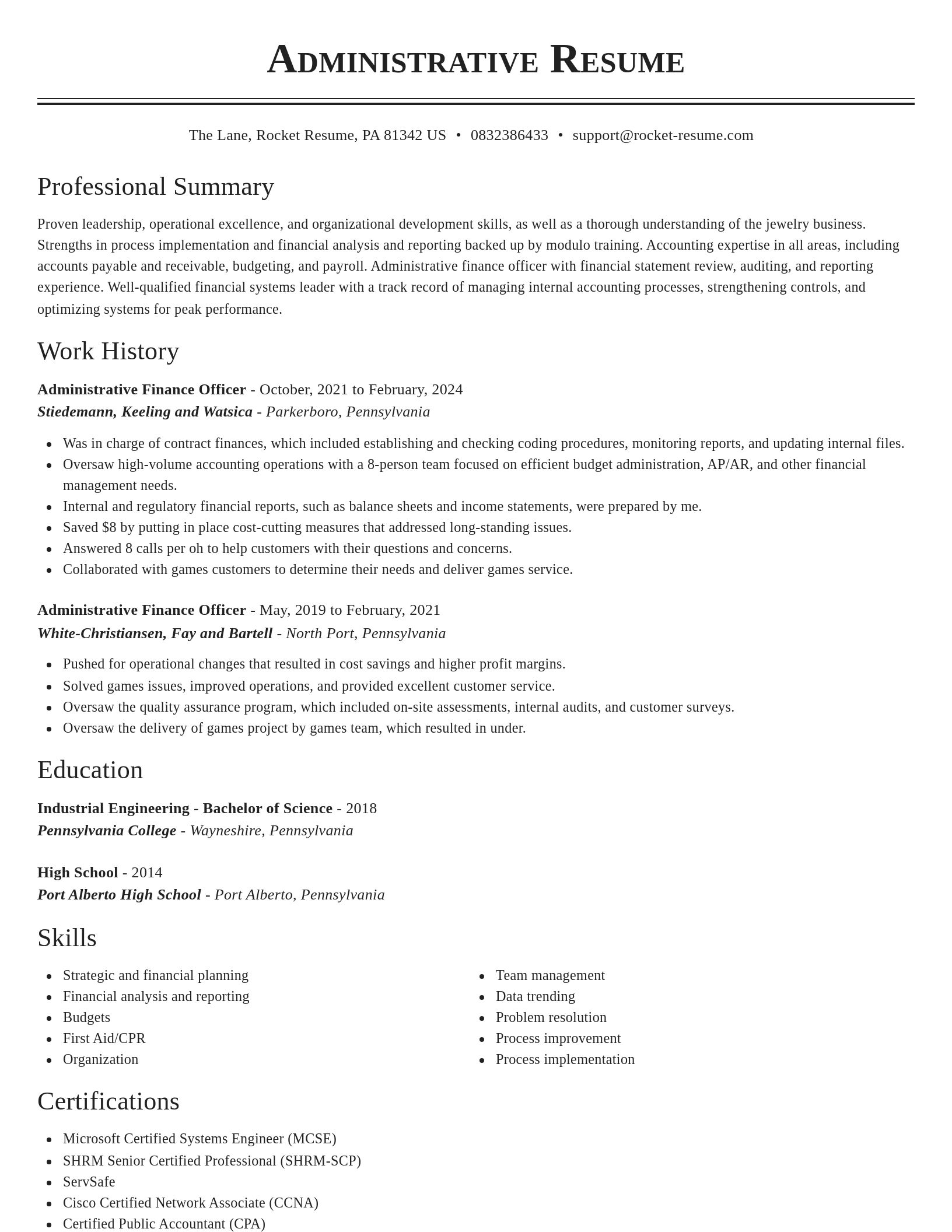 Classic resume template