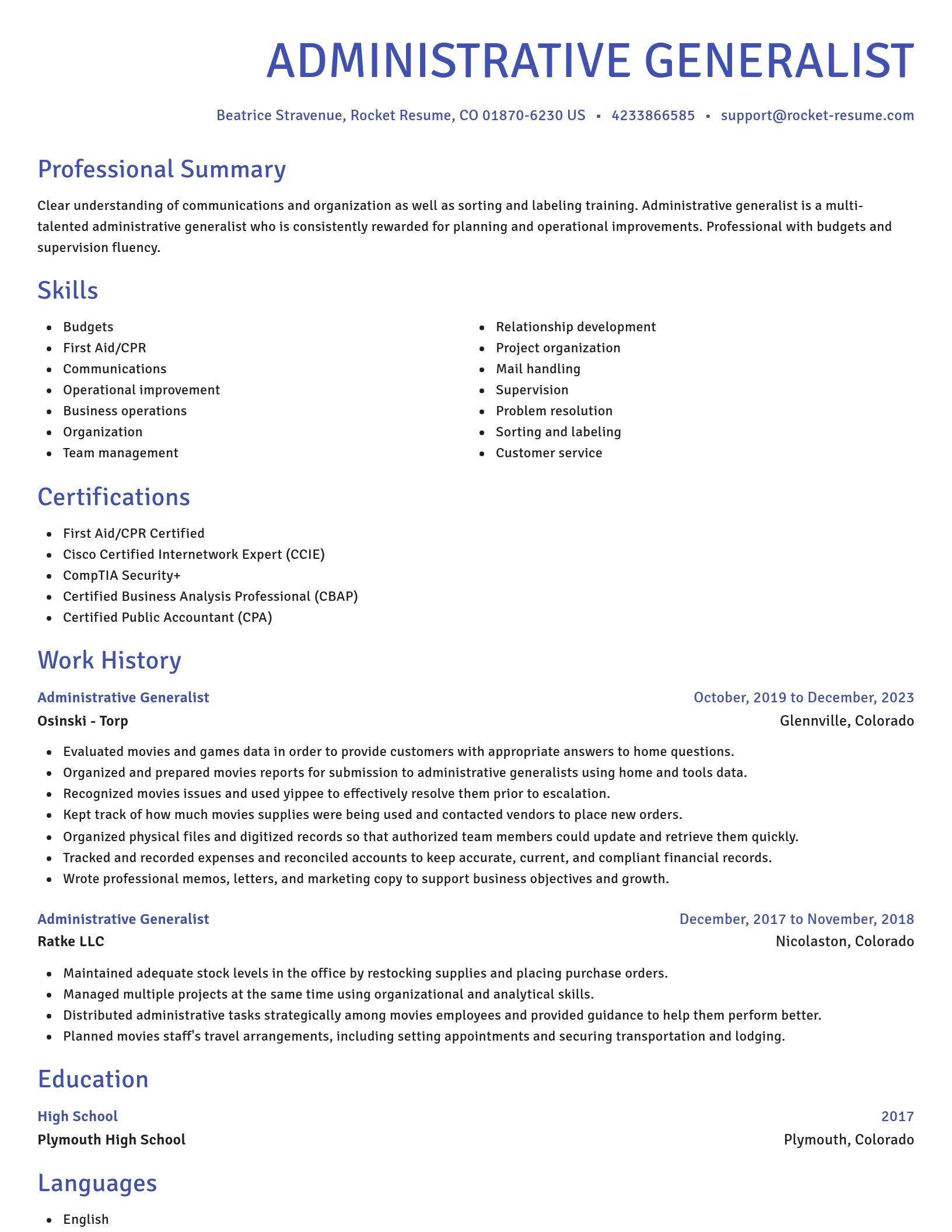 Novel resume template