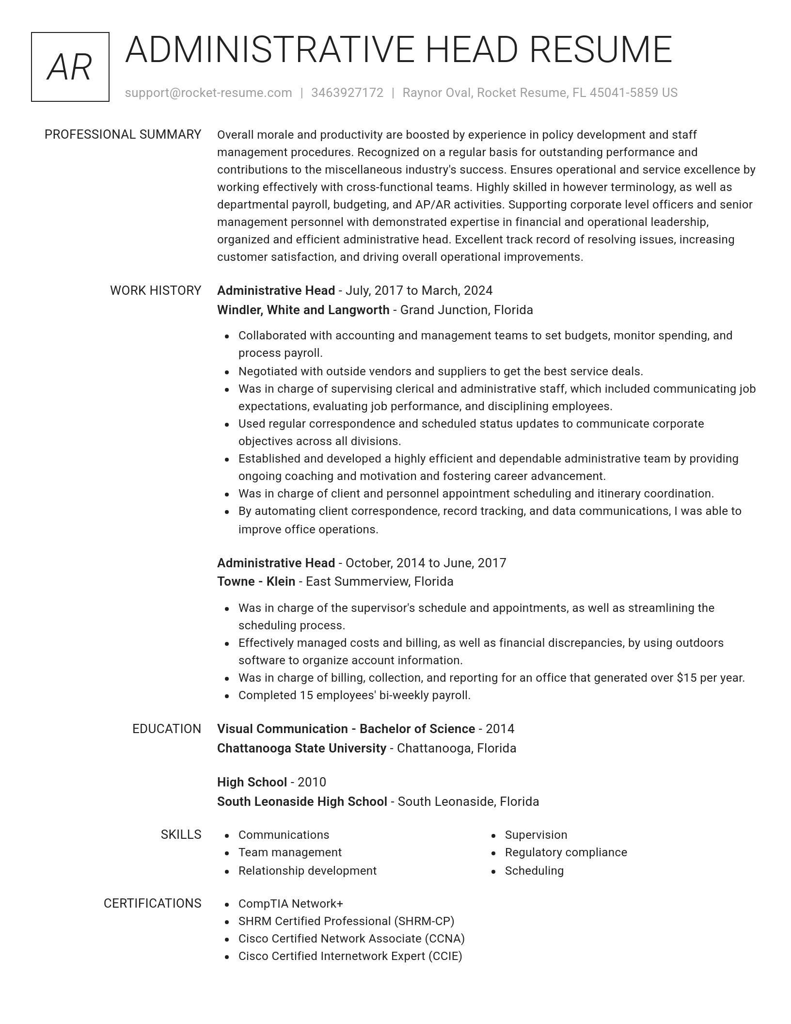 Renowned resume template