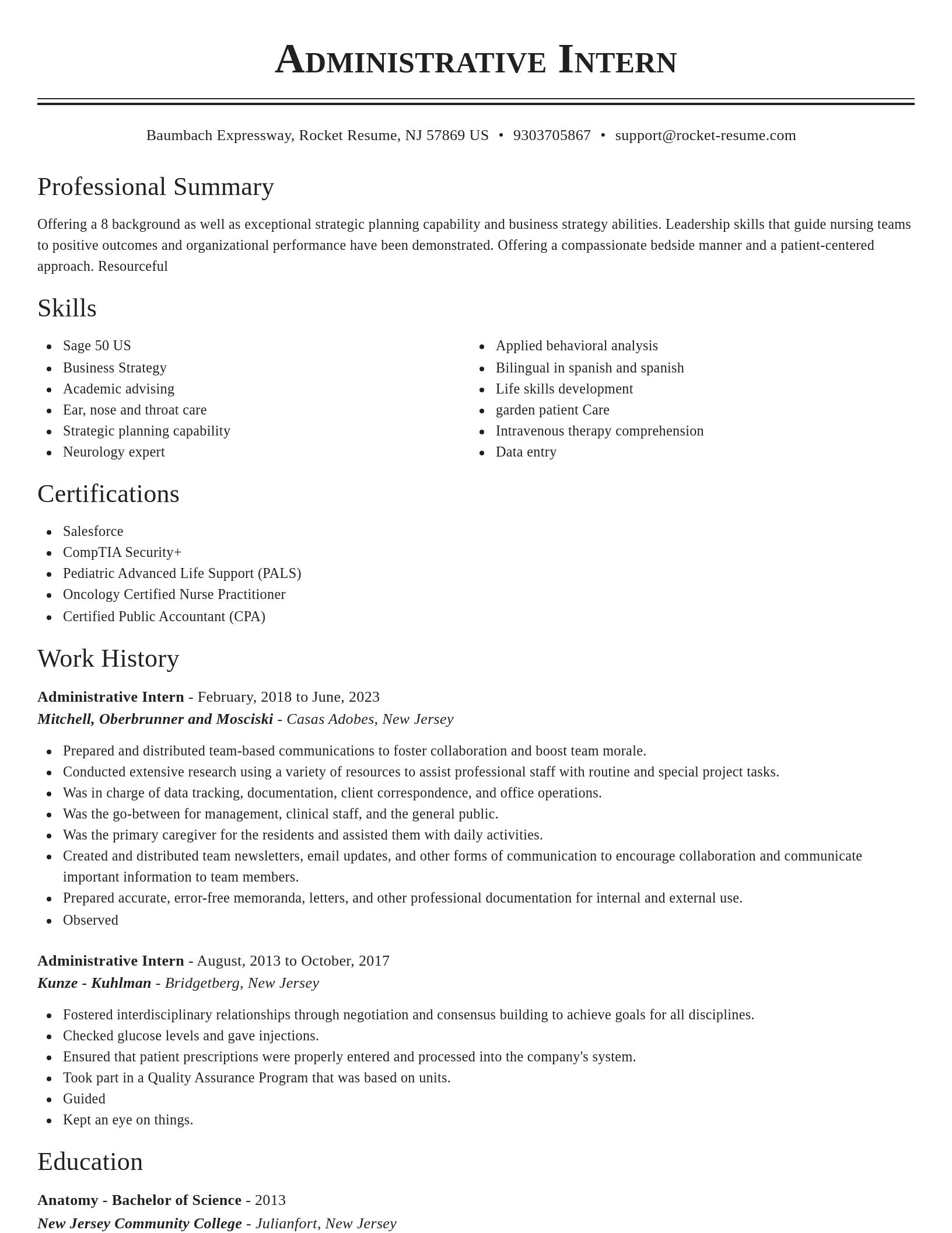 Classic resume template