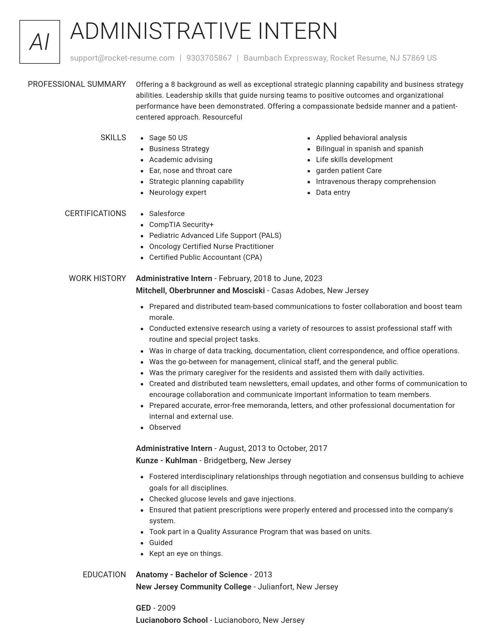 Renowned resume template