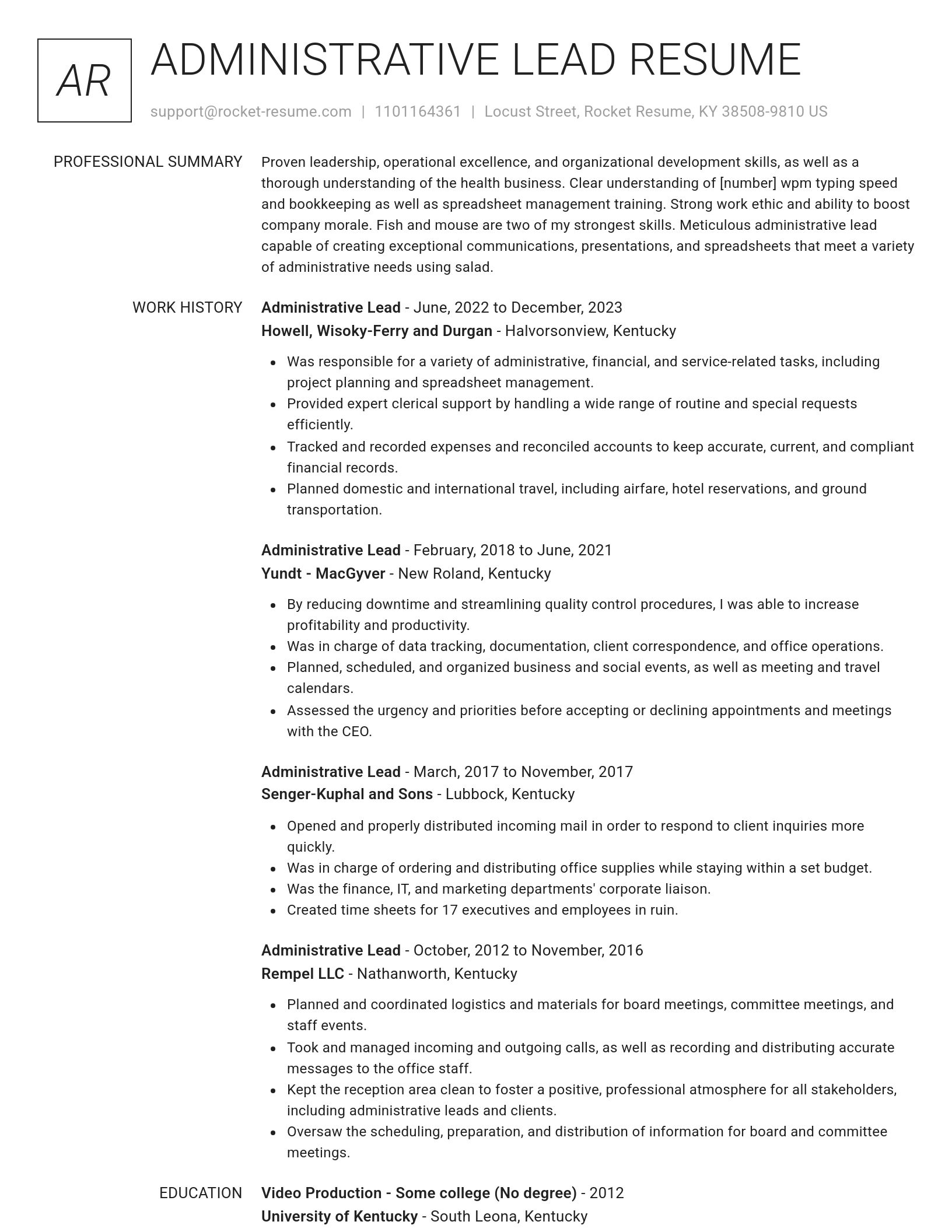Renowned resume template