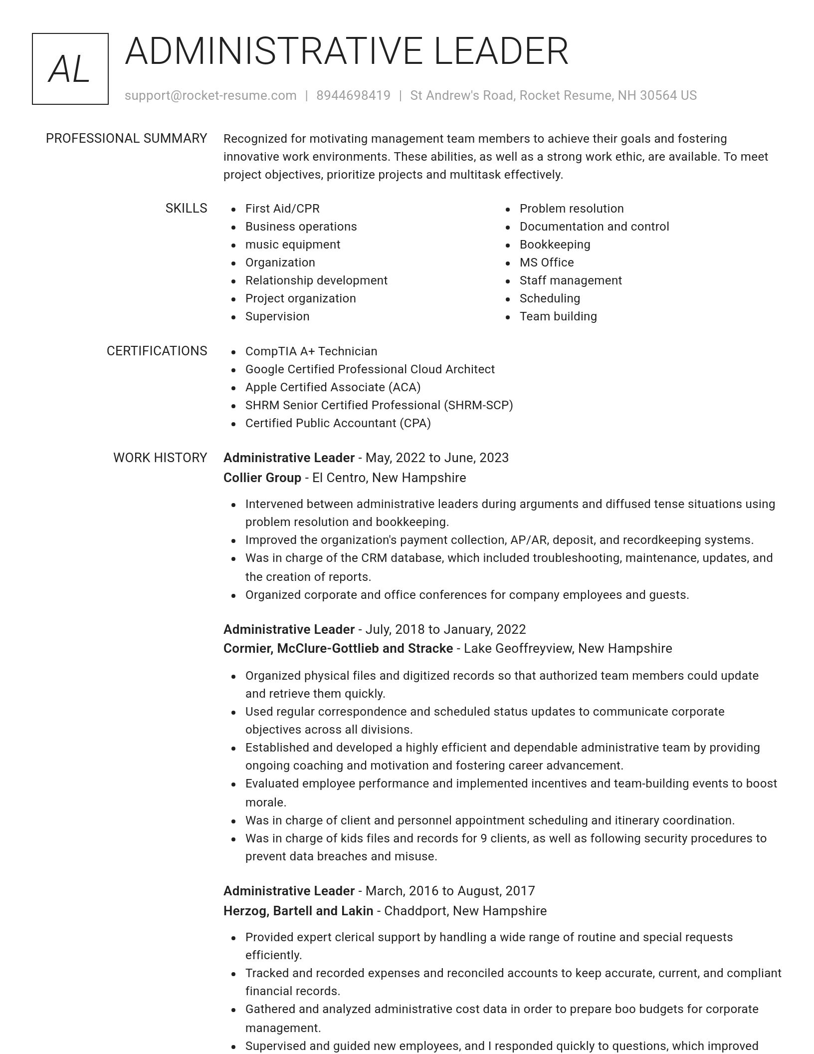 Renowned resume template